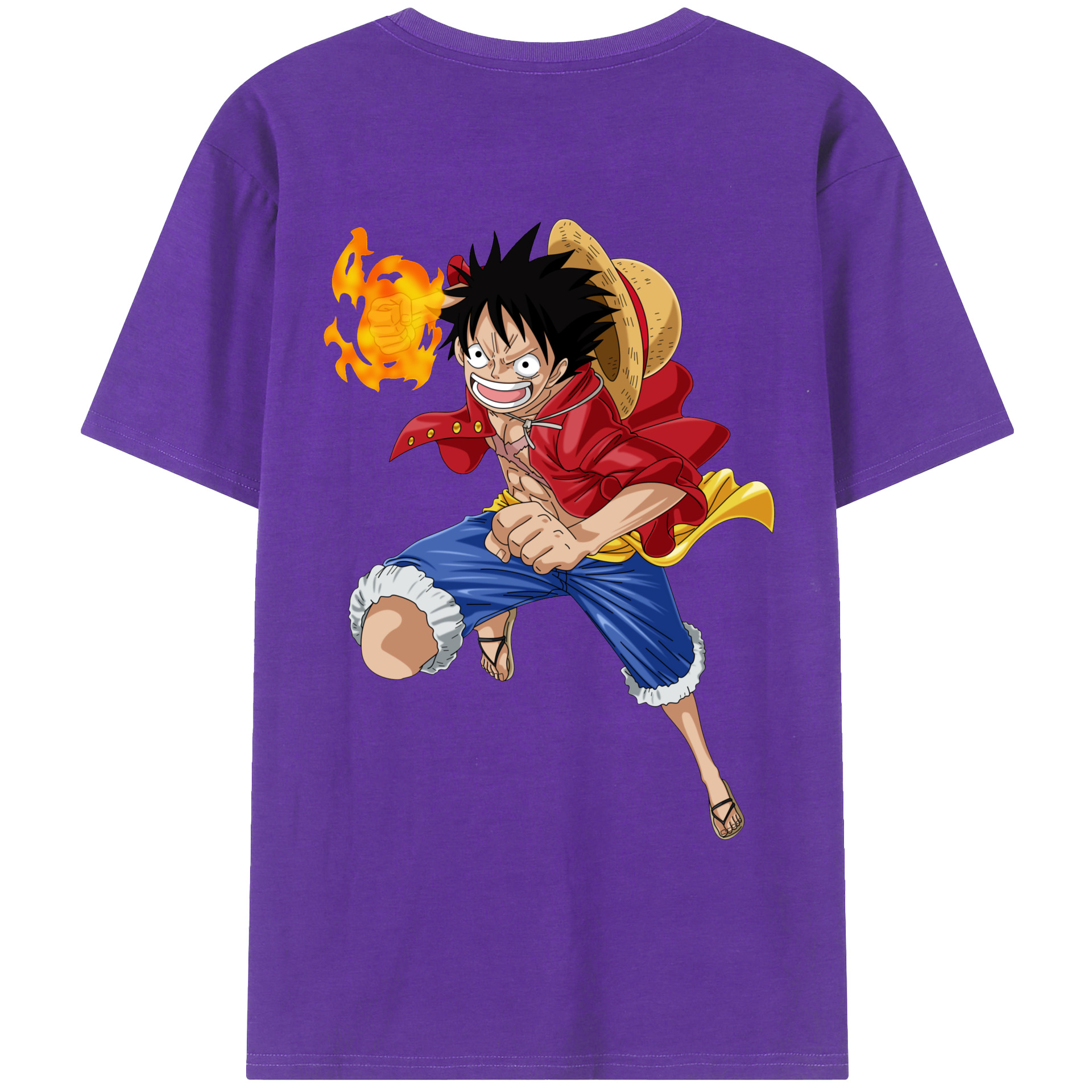 ワンピース モンキー・D・ルフィ ONE PIECE Monkey D. Luffy 綿100％ メンズ半袖Tシャツ（バックプリント） 通気性