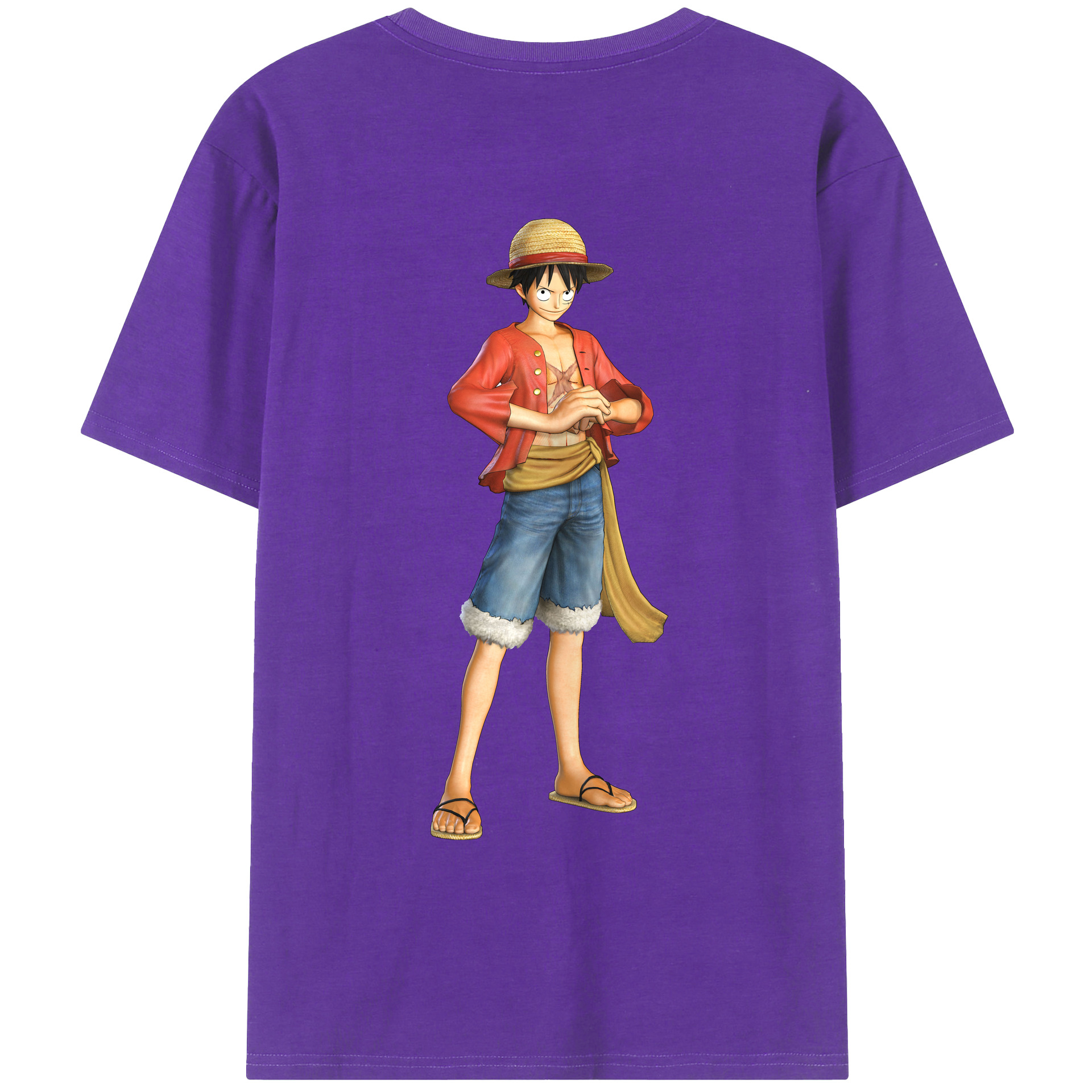 ワンピース モンキー・D・ルフィ ONE PIECE Monkey D. Luffy 綿100％ メンズ半袖Tシャツ（バックプリント） 通気性