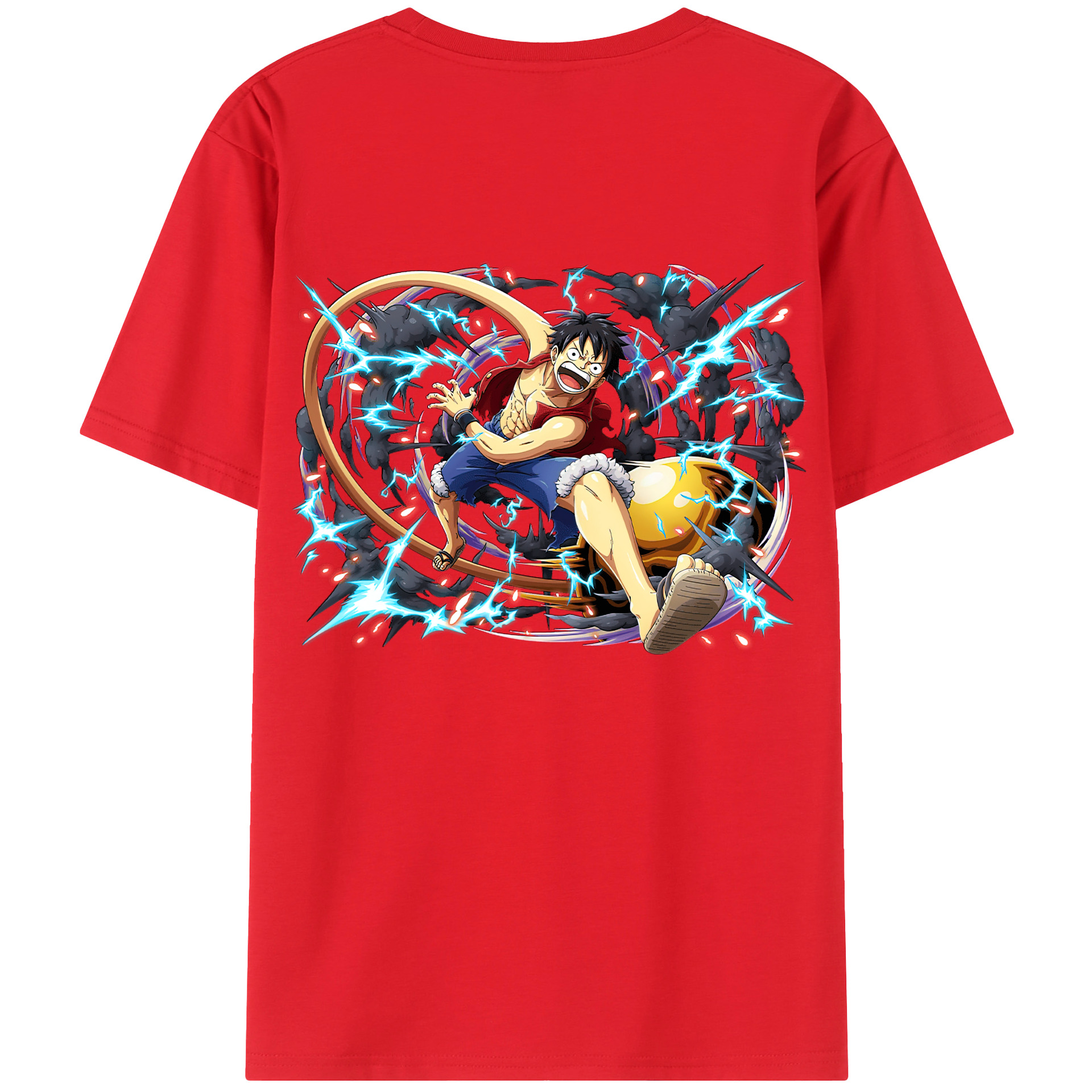 ワンピース モンキー・D・ルフィ ONE PIECE Monkey D. Luffy 綿100％ メンズ半袖Tシャツ（バックプリント） 通気性