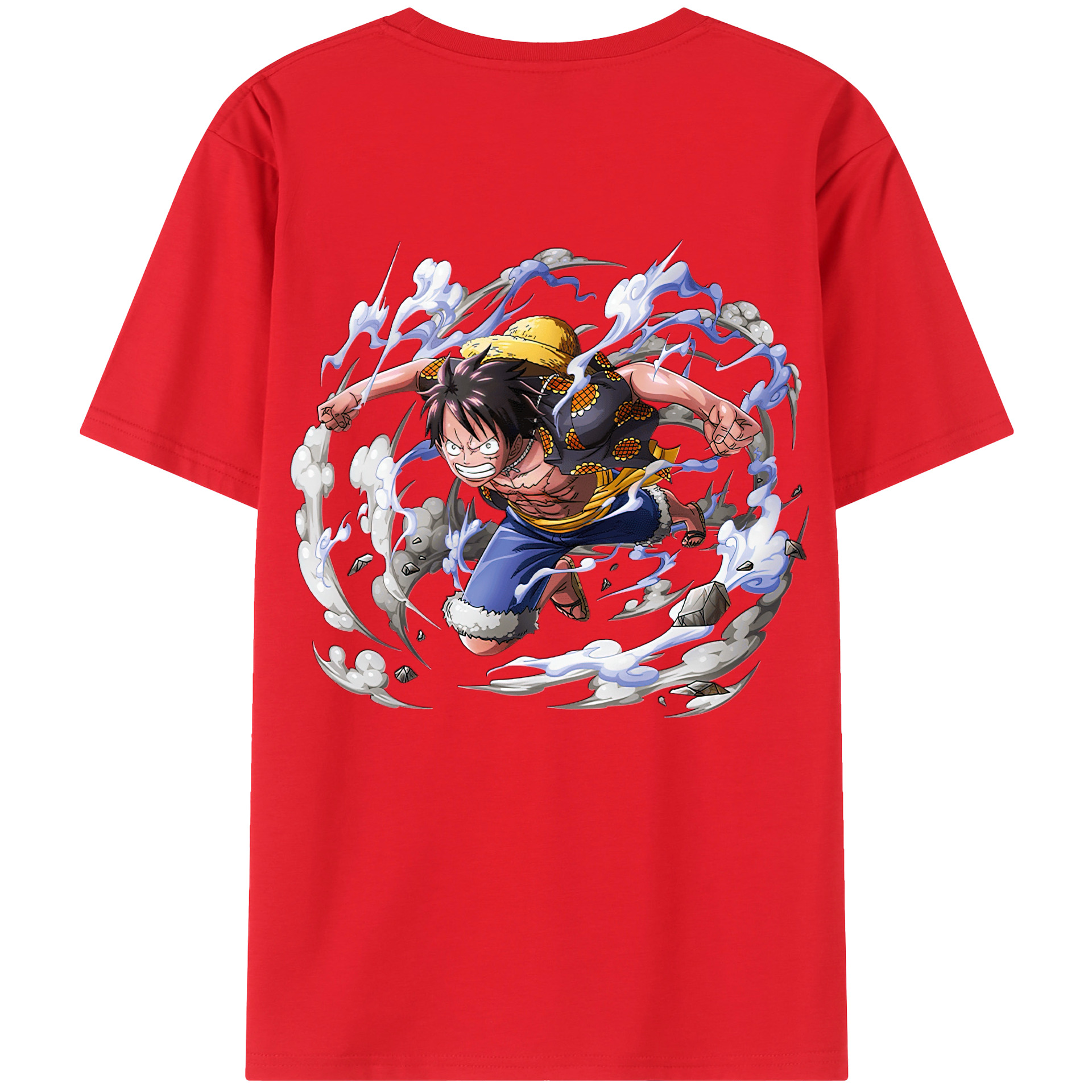 ワンピース モンキー・D・ルフィ ONE PIECE Monkey D. Luffy 綿100％ メンズ半袖Tシャツ（バックプリント） 通気性