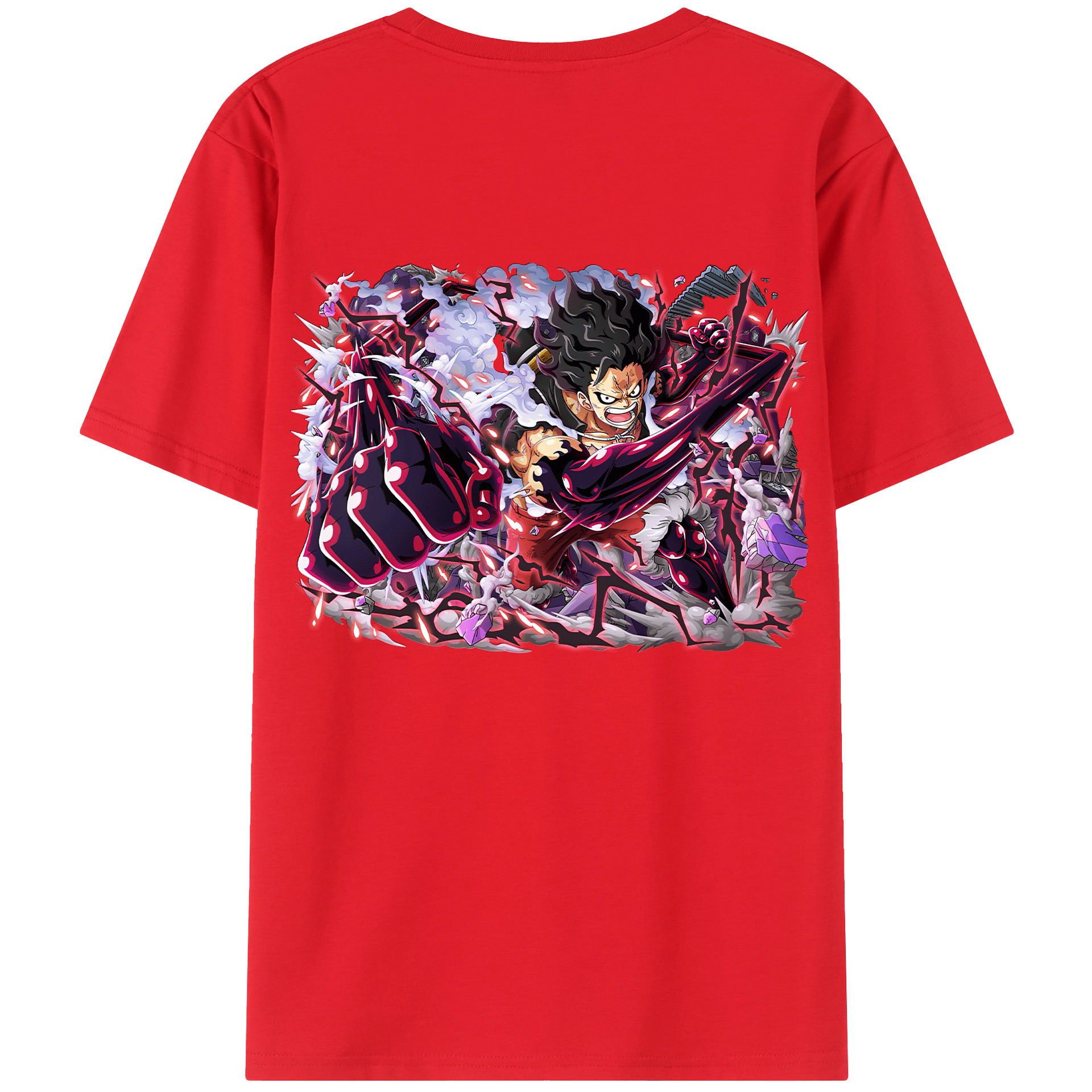 ワンピース モンキー・D・ルフィ ONE PIECE Monkey D. Luffy 綿100％ メンズ半袖Tシャツ（バックプリント） 通気性