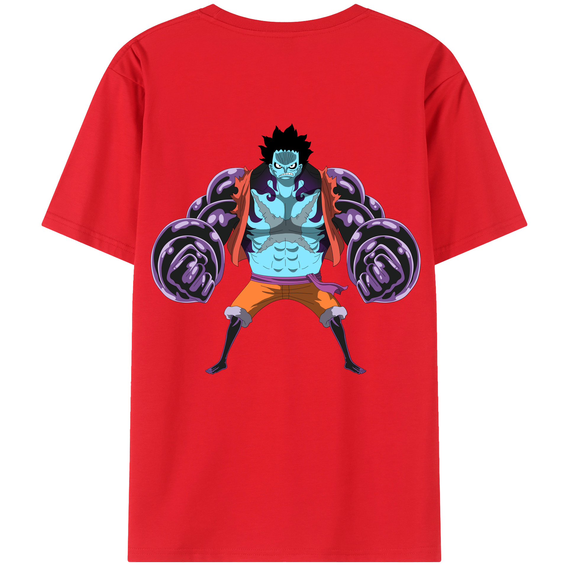 ワンピース モンキー・D・ルフィ ONE PIECE Monkey D. Luffy 綿100％ メンズ半袖Tシャツ（バックプリント） 通気性