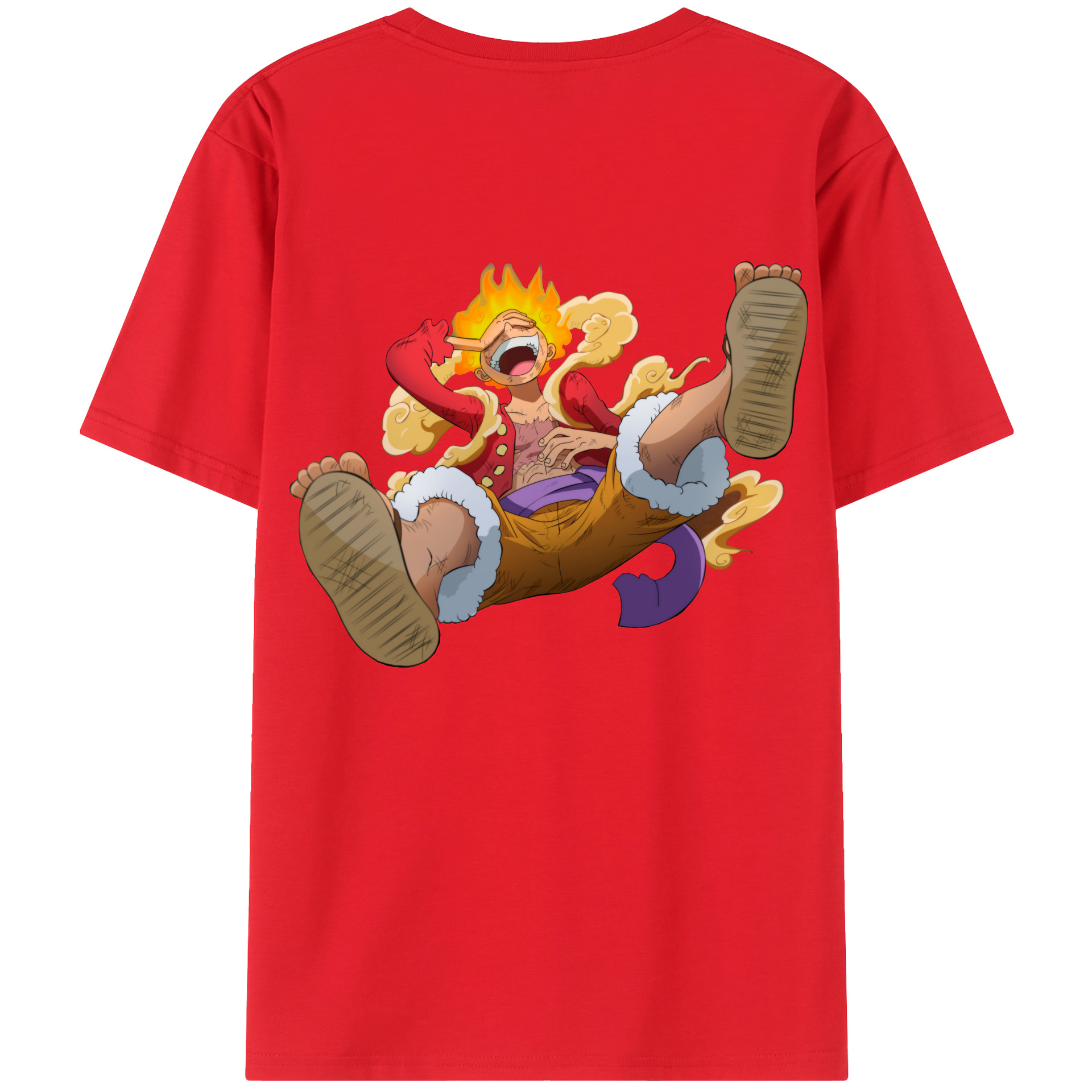 ワンピース モンキー・D・ルフィ ONE PIECE Monkey D. Luffy 綿100％ メンズ半袖Tシャツ（バックプリント） 通気性