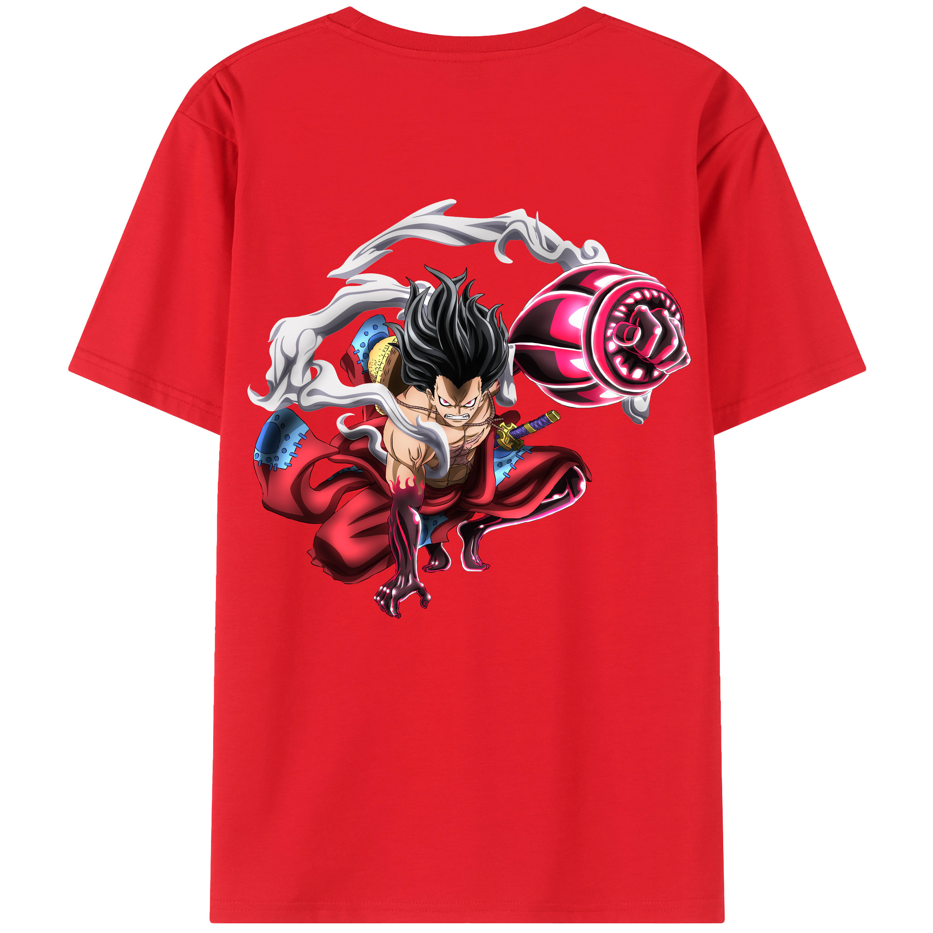ワンピース モンキー・D・ルフィ ONE PIECE Monkey D. Luffy 綿100％ メンズ半袖Tシャツ（バックプリント） 通気性