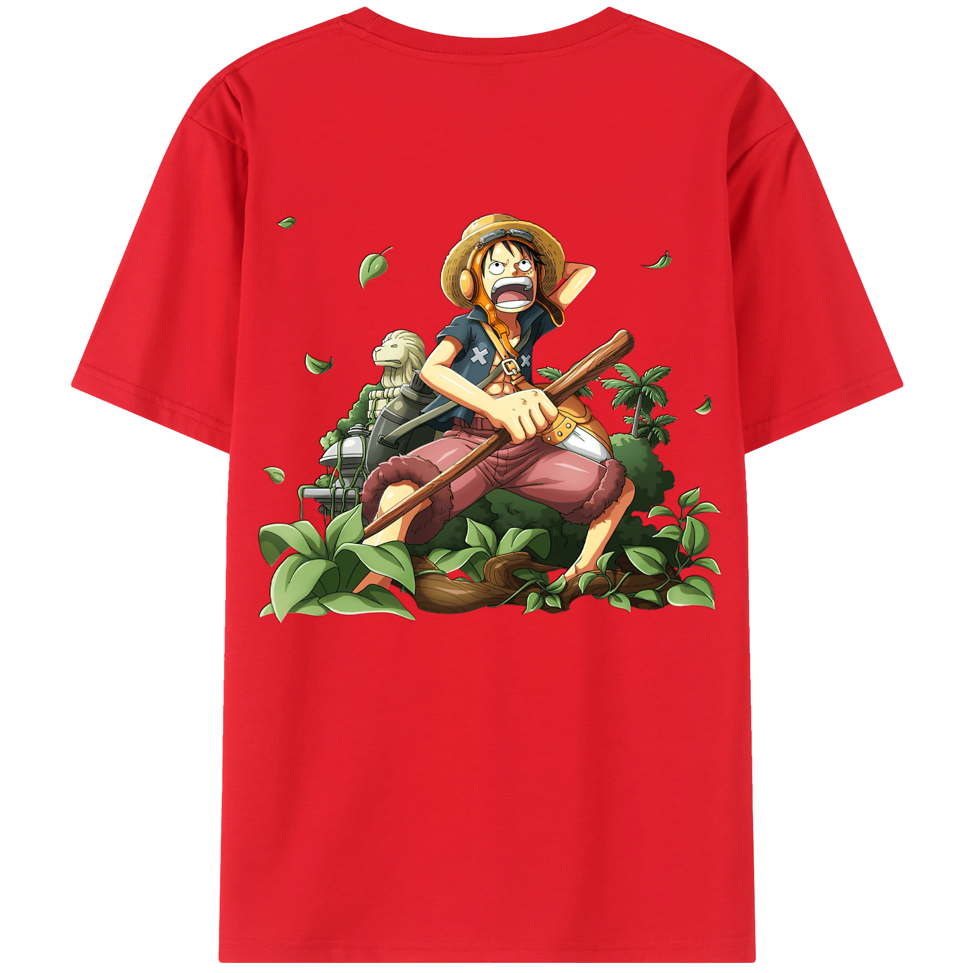 （画像用） ワンピース モンキー・D・ルフィ ONE PIECE Monkey D. Luffy 綿100％ メンズ半袖Tシャツ（バックプリント） 通気性