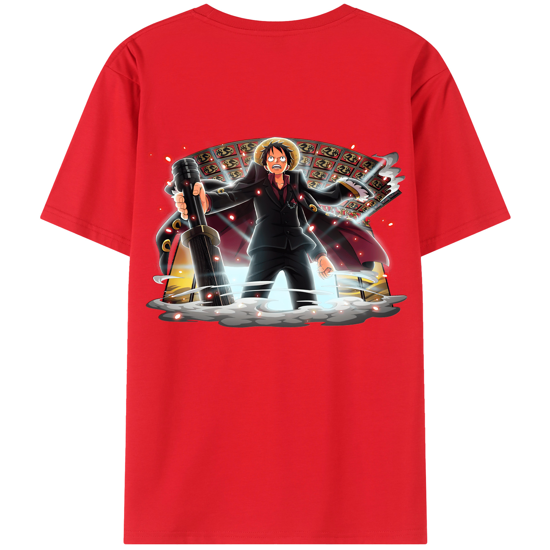 （画像用） ワンピース モンキー・D・ルフィ ONE PIECE Monkey D. Luffy 綿100％ メンズ半袖Tシャツ（バックプリント） 通気性