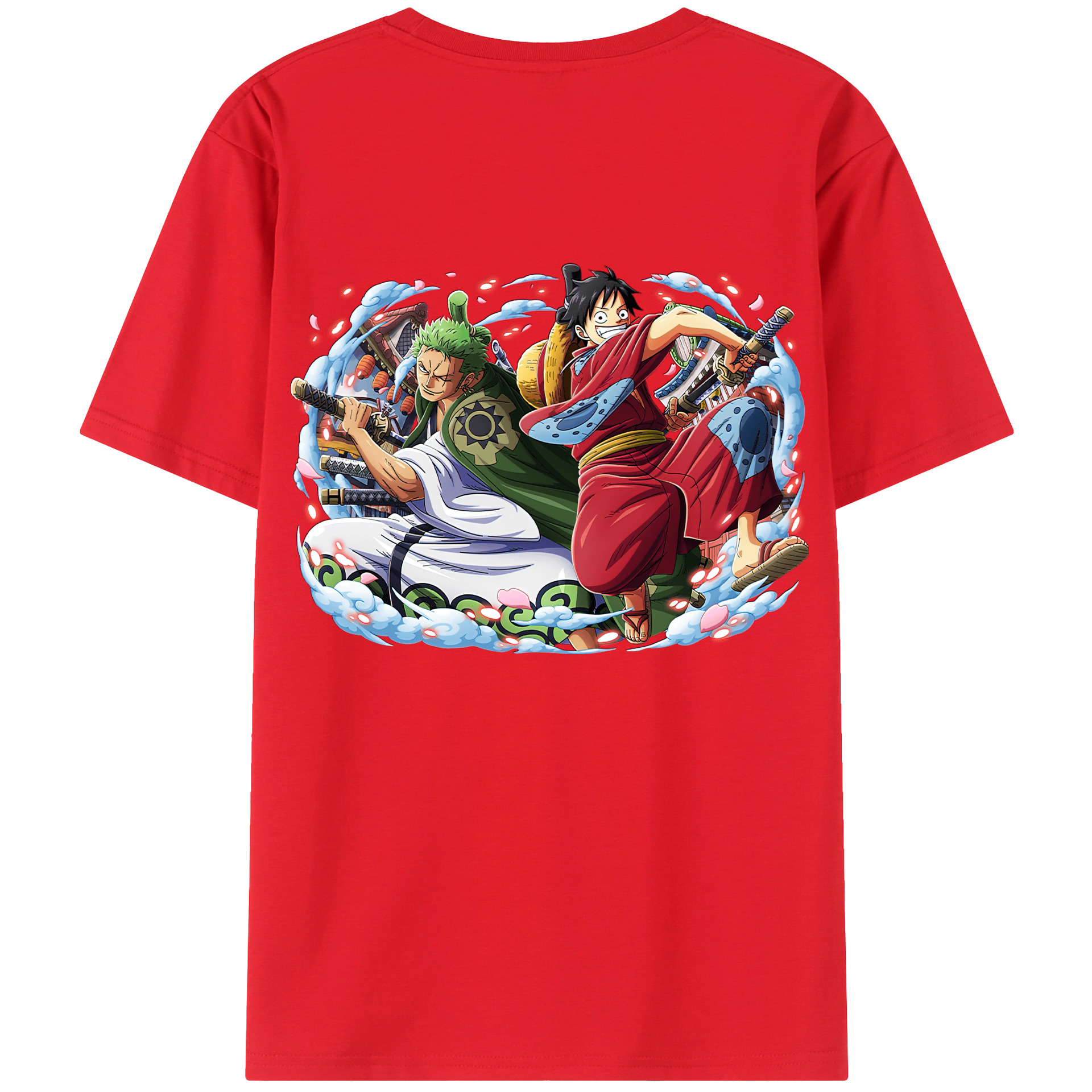 ワンピース モンキー・D・ルフィ ONE PIECE Monkey D. Luffy 綿100％ メンズ半袖Tシャツ（バックプリント） 通気性