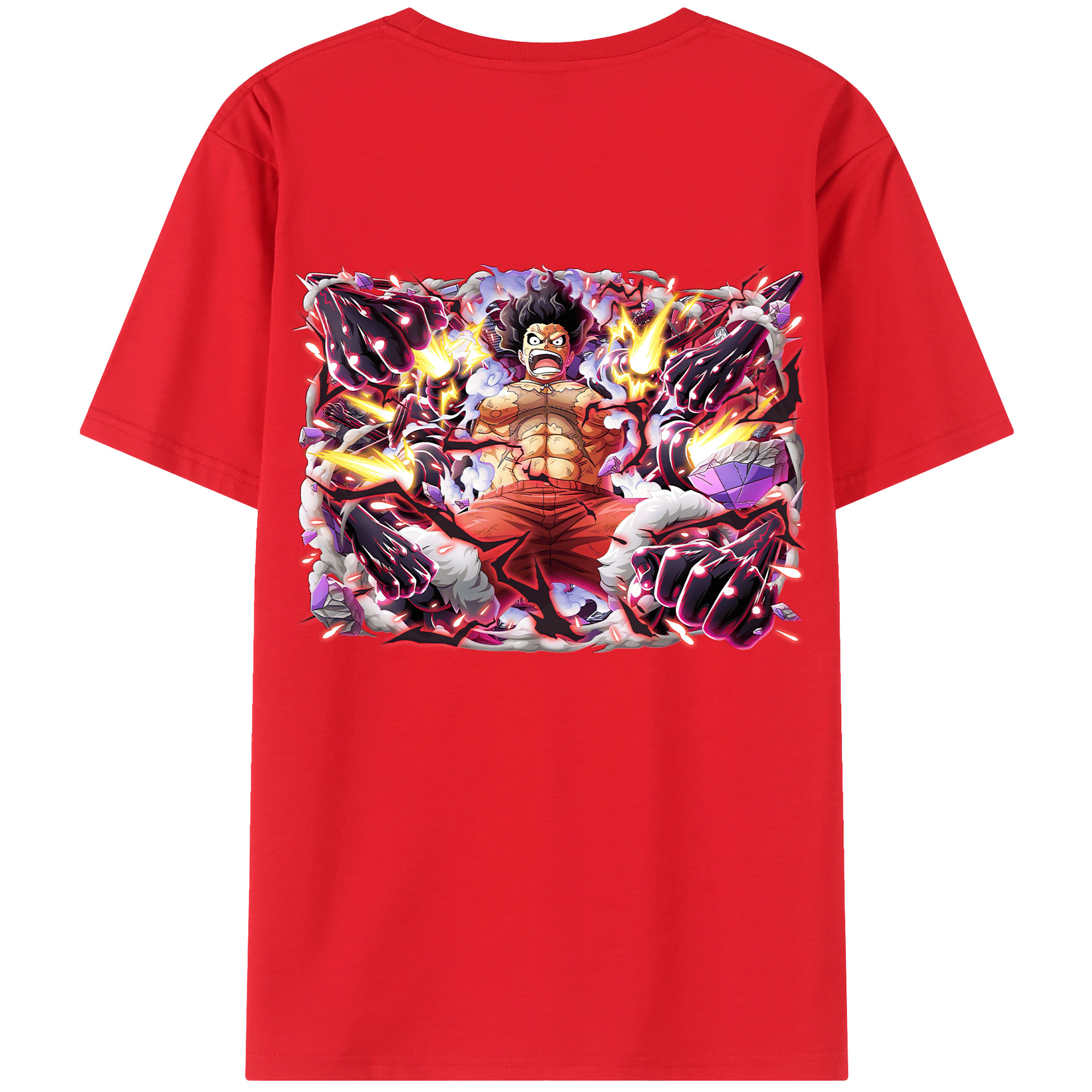 ワンピース モンキー・D・ルフィ ONE PIECE Monkey D. Luffy 綿100％ メンズ半袖Tシャツ（バックプリント） 通気性