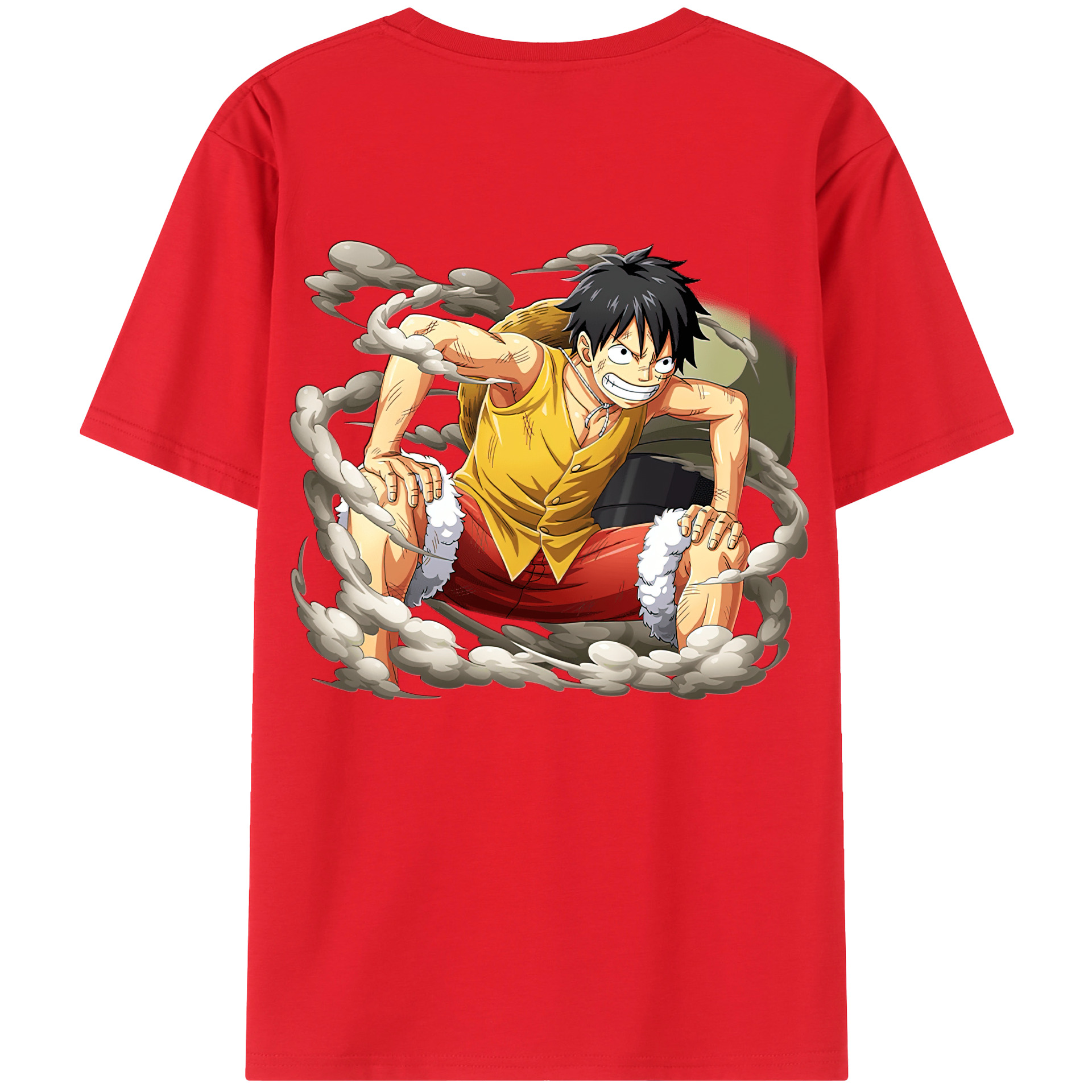 ワンピース モンキー・D・ルフィ ONE PIECE Monkey D. Luffy 綿100％ メンズ半袖Tシャツ（バックプリント） 通気性