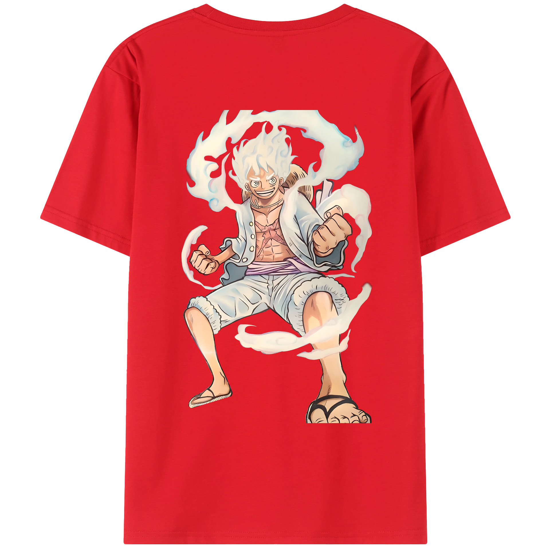 ワンピース モンキー・D・ルフィ ONE PIECE Monkey D. Luffy 綿100％ メンズ半袖Tシャツ（バックプリント） 通気性