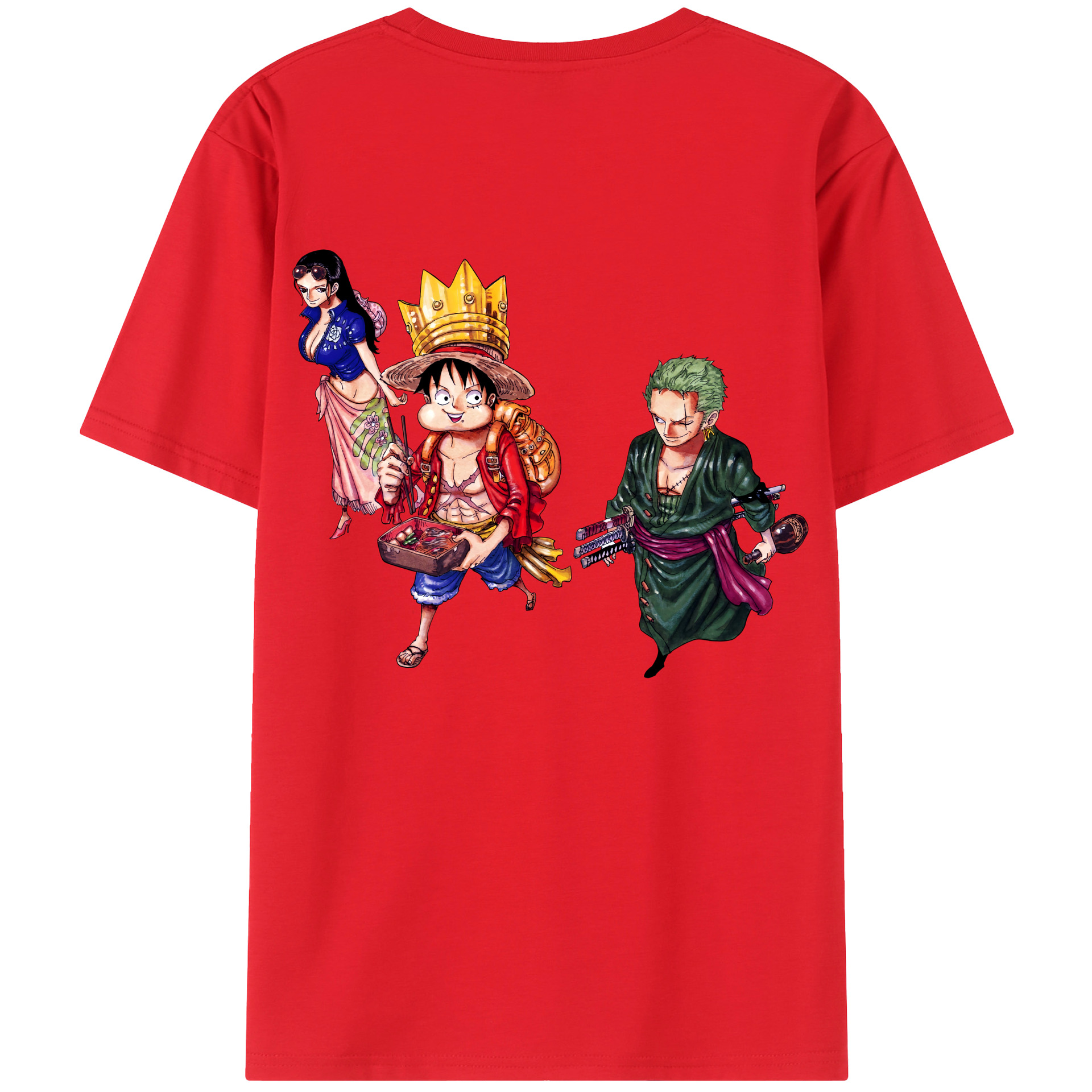 ワンピース モンキー・D・ルフィ ONE PIECE Monkey D. Luffy 綿100％ メンズ半袖Tシャツ（バックプリント） 通気性
