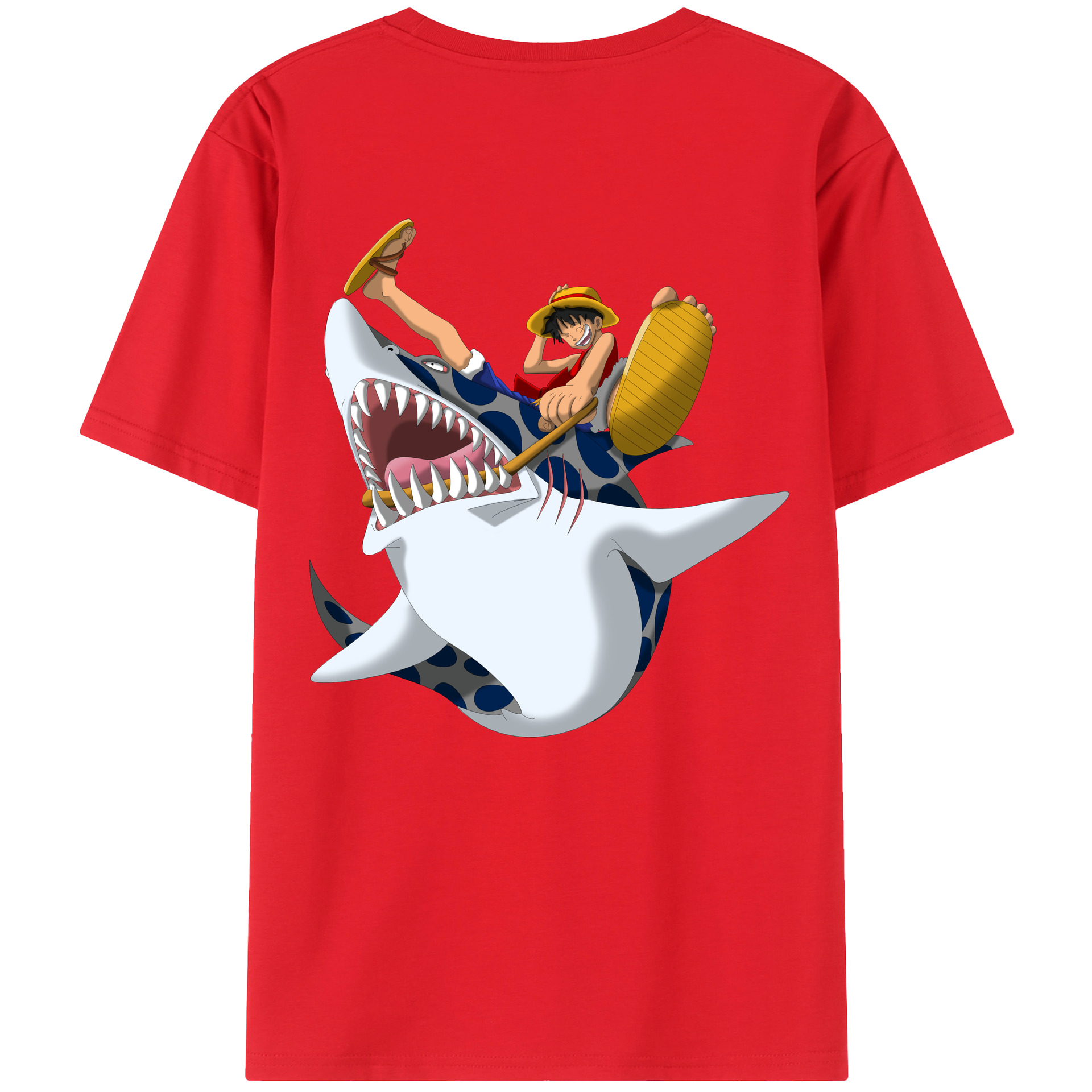 ワンピース モンキー・D・ルフィ ONE PIECE Monkey D. Luffy 綿100％ メンズ半袖Tシャツ（バックプリント） 通気性
