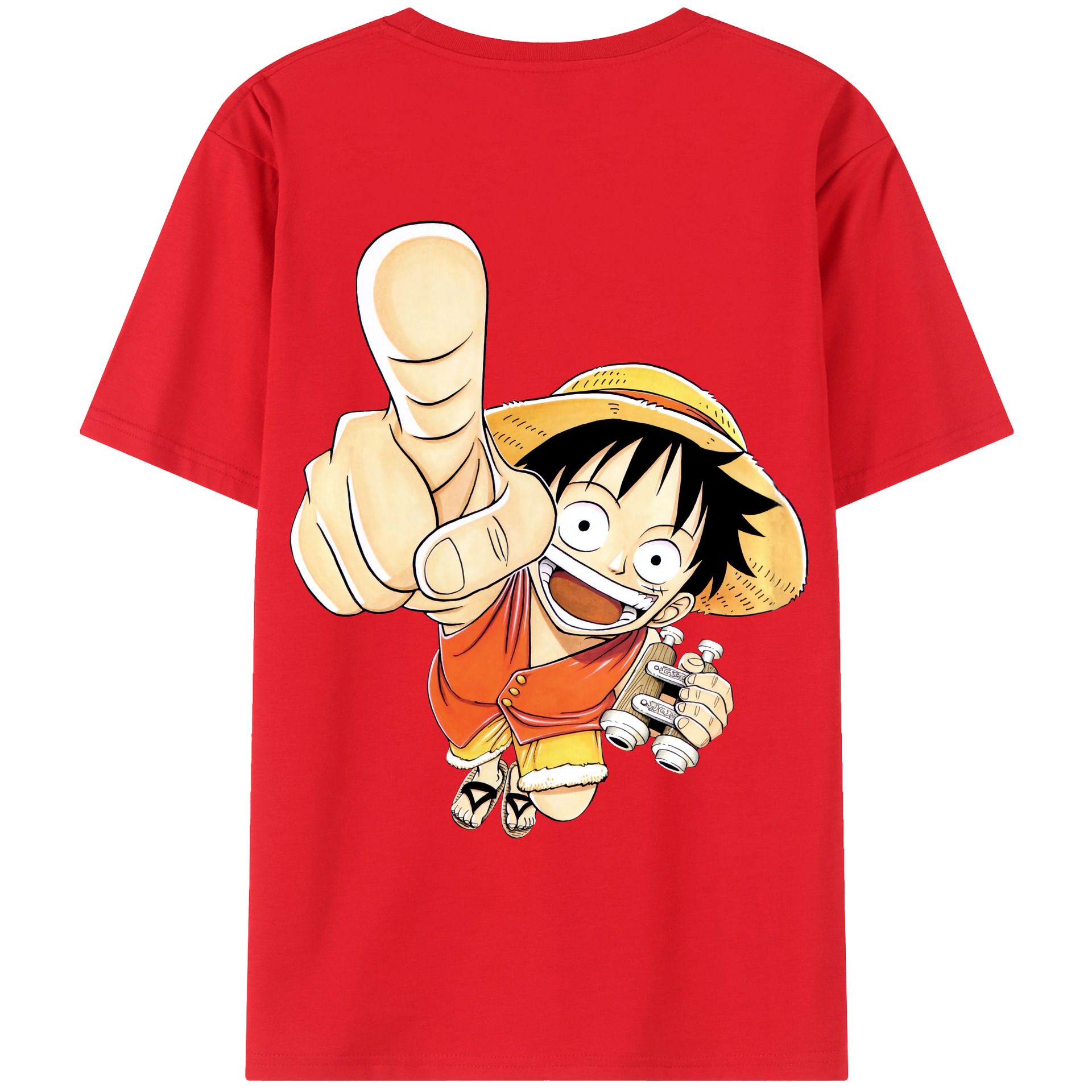 ワンピース モンキー・D・ルフィ ONE PIECE Monkey D. Luffy 綿100％ メンズ半袖Tシャツ（バックプリント） 通気性