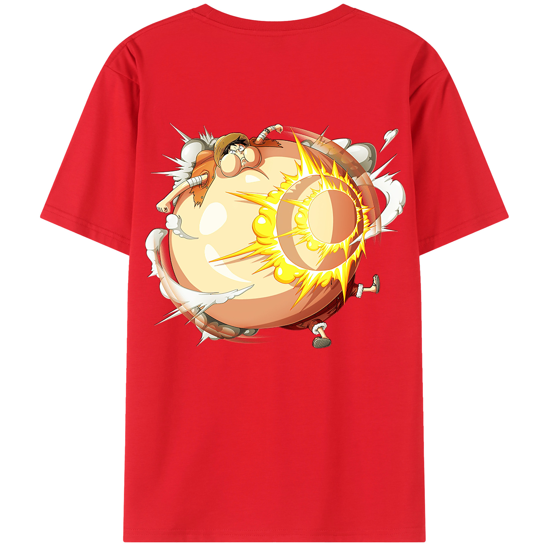 （画像用） ワンピース モンキー・D・ルフィ ONE PIECE Monkey D. Luffy 綿100％ メンズ半袖Tシャツ（バックプリント） 通気性