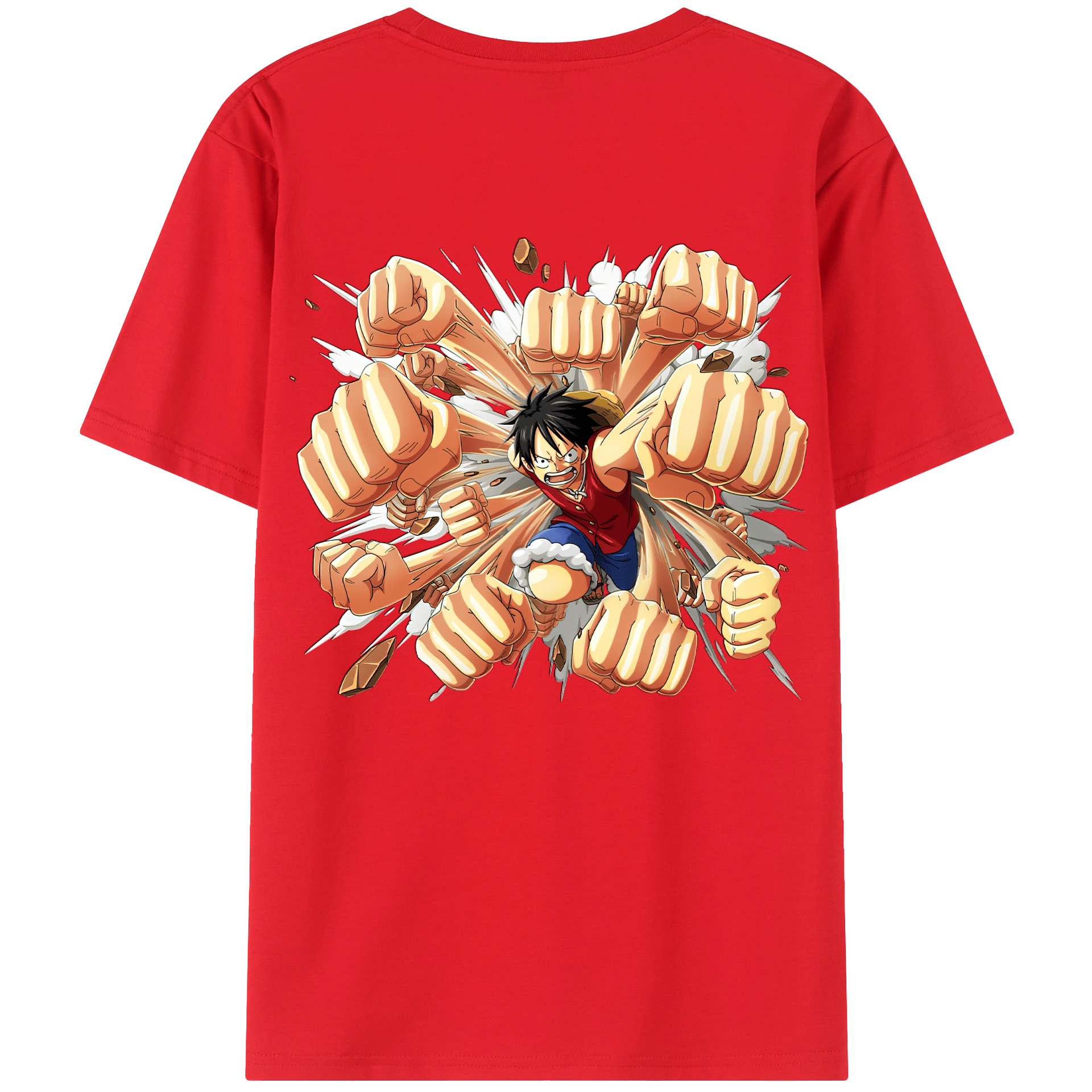 （画像用） ワンピース モンキー・D・ルフィ ONE PIECE Monkey D. Luffy 綿100％ メンズ半袖Tシャツ（バックプリント） 通気性