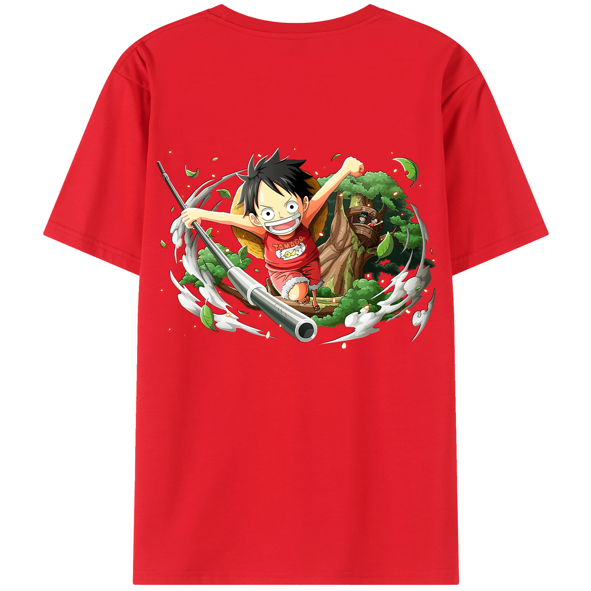 ワンピース モンキー・D・ルフィ ONE PIECE Monkey D. Luffy 綿100％ メンズ半袖Tシャツ（バックプリント） 通気性