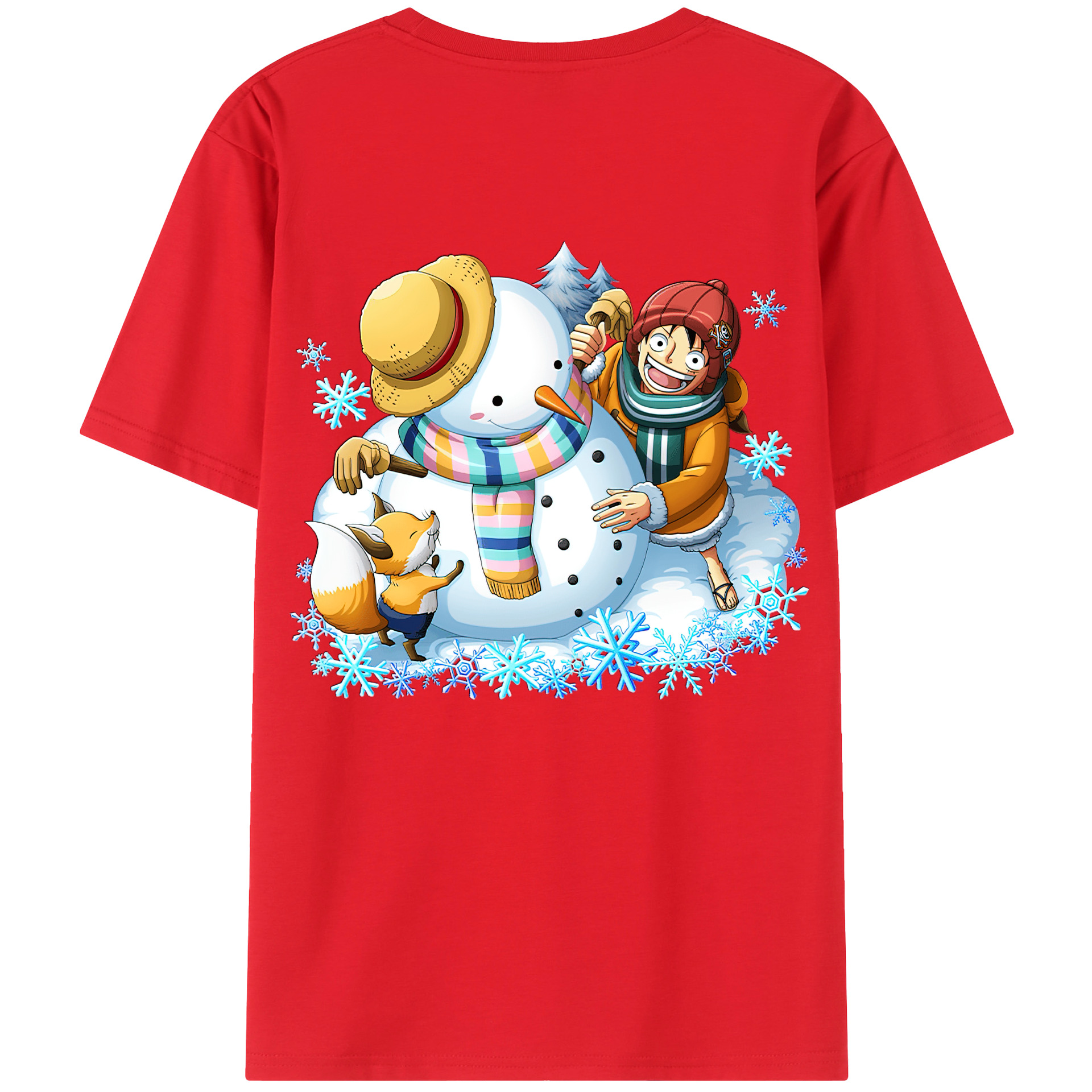 ワンピース モンキー・D・ルフィ ONE PIECE Monkey D. Luffy 綿100％ メンズ半袖Tシャツ（バックプリント） 通気性