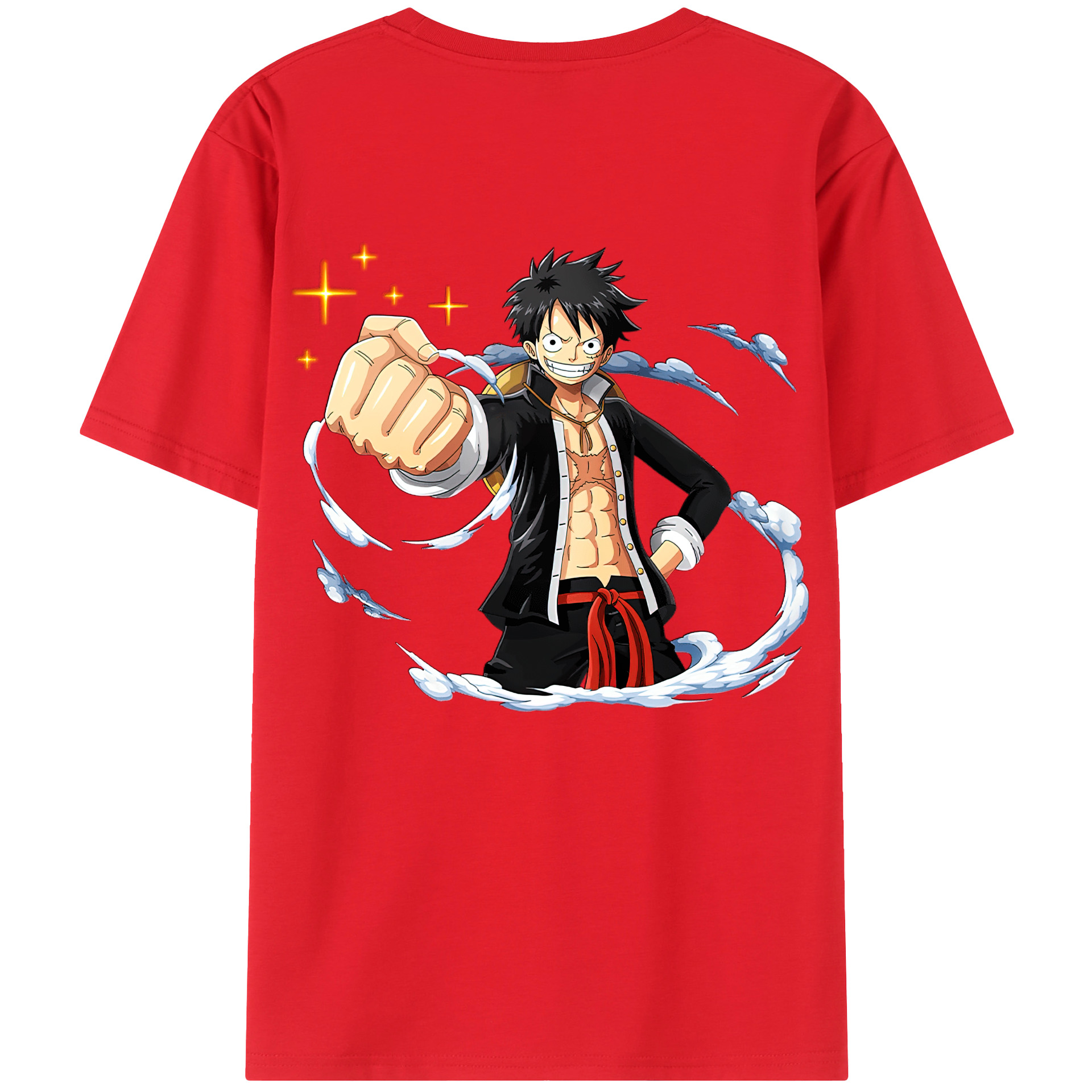 ワンピース モンキー・D・ルフィ ONE PIECE Monkey D. Luffy 綿100％ メンズ半袖Tシャツ（バックプリント） 通気性