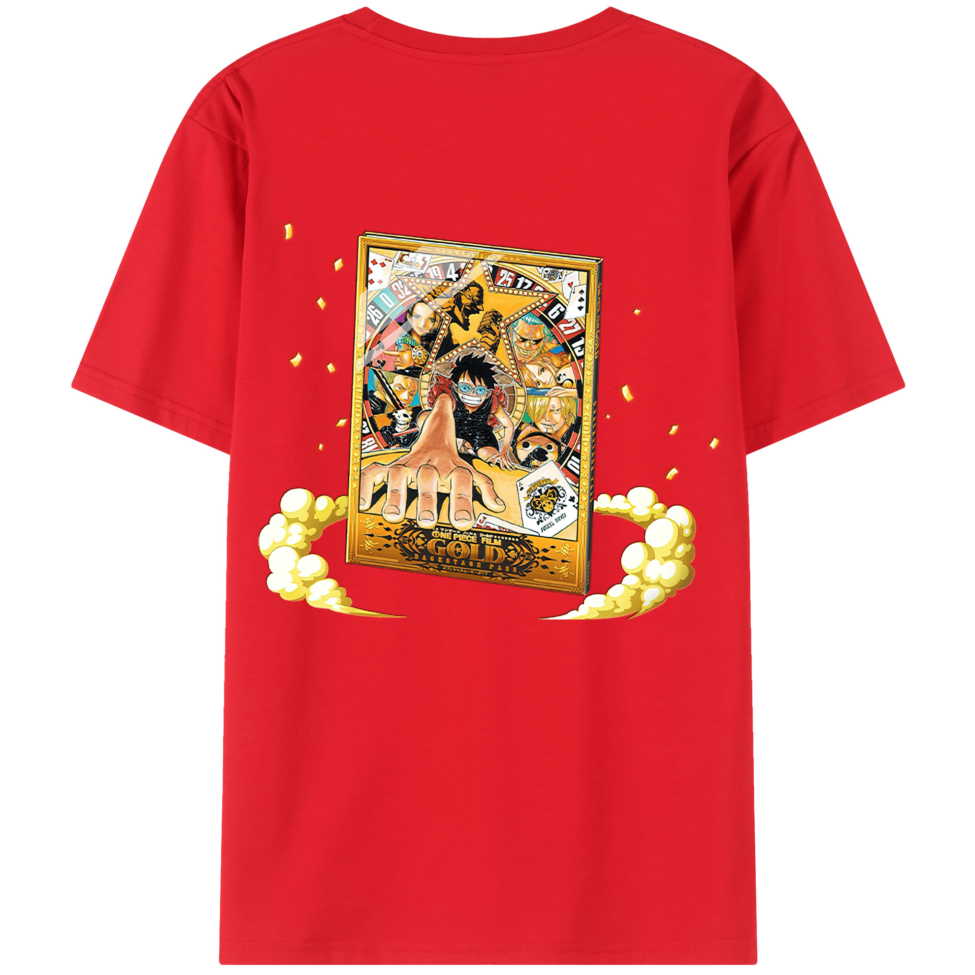 ワンピース モンキー・D・ルフィ ONE PIECE Monkey D. Luffy 綿100％ メンズ半袖Tシャツ（バックプリント） 通気性
