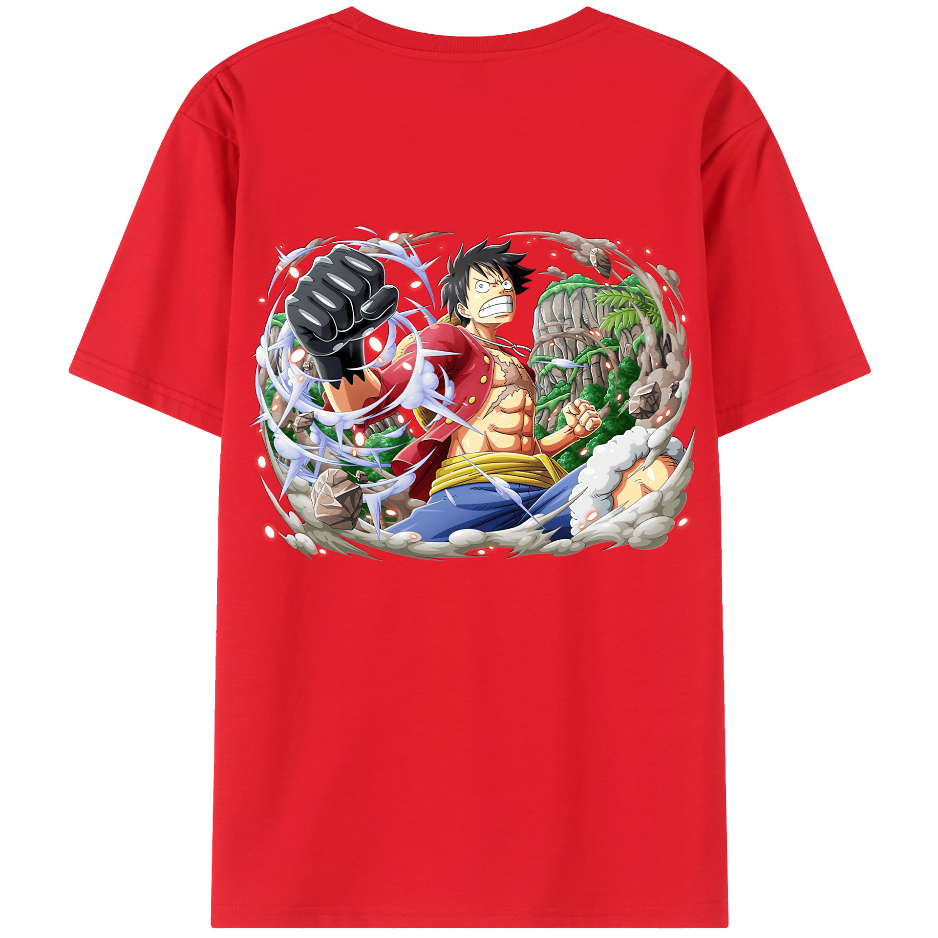 ワンピース モンキー・D・ルフィ ONE PIECE Monkey D. Luffy 綿100％ メンズ半袖Tシャツ（バックプリント） 通気性