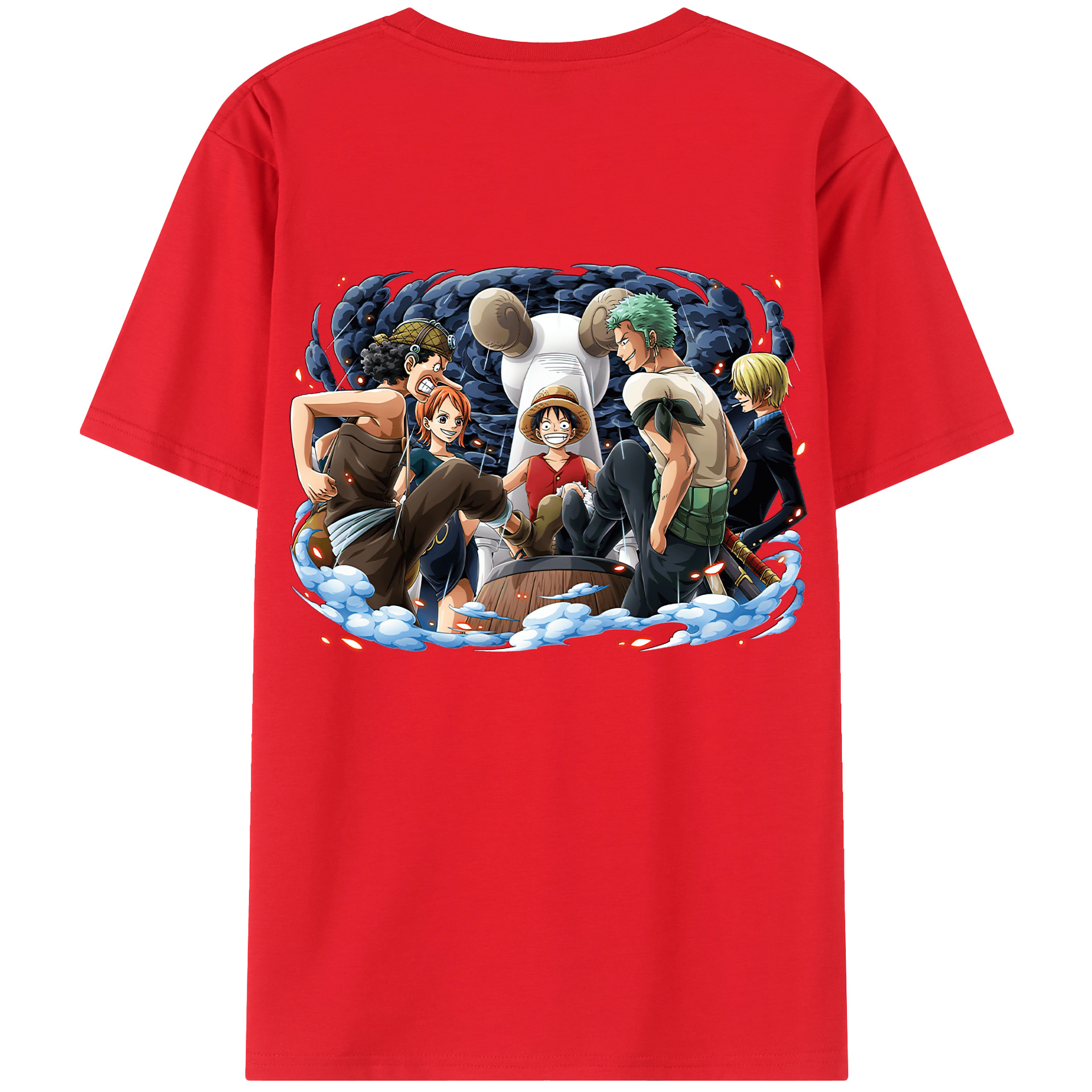 ワンピース モンキー・D・ルフィ ONE PIECE Monkey D. Luffy 綿100％ メンズ半袖Tシャツ（バックプリント） 通気性