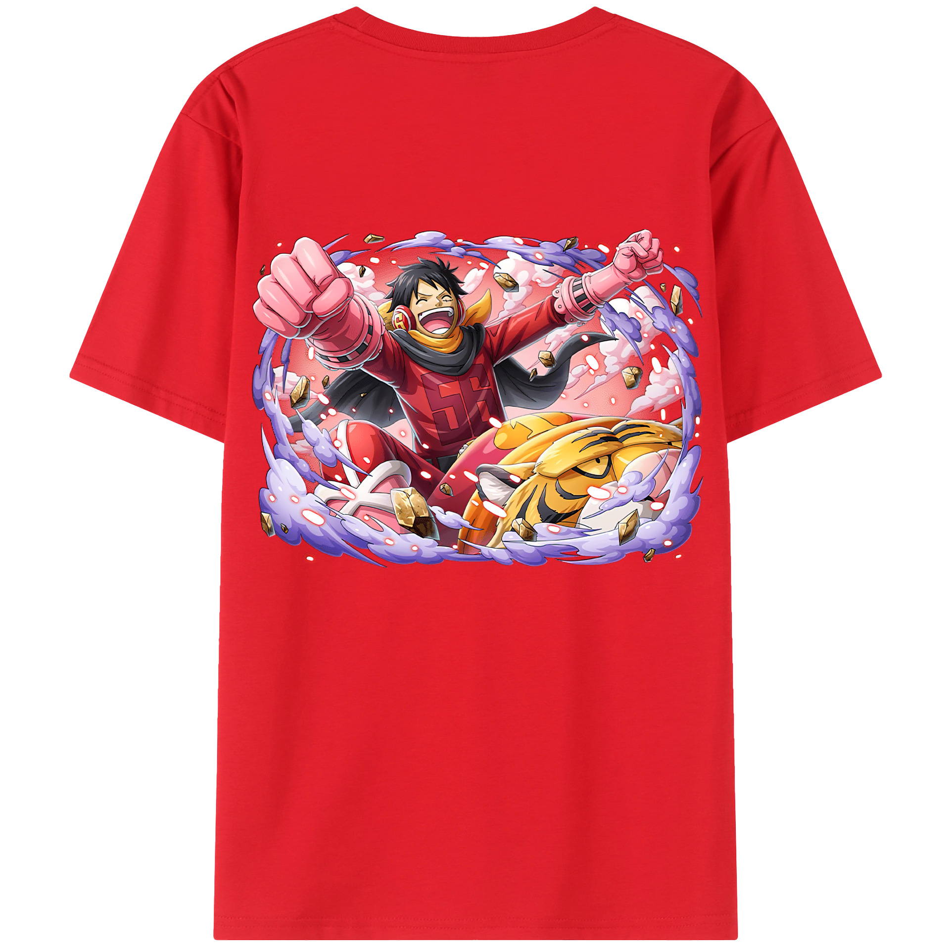 ワンピース モンキー・D・ルフィ ONE PIECE Monkey D. Luffy 綿100％ メンズ半袖Tシャツ（バックプリント） 通気性