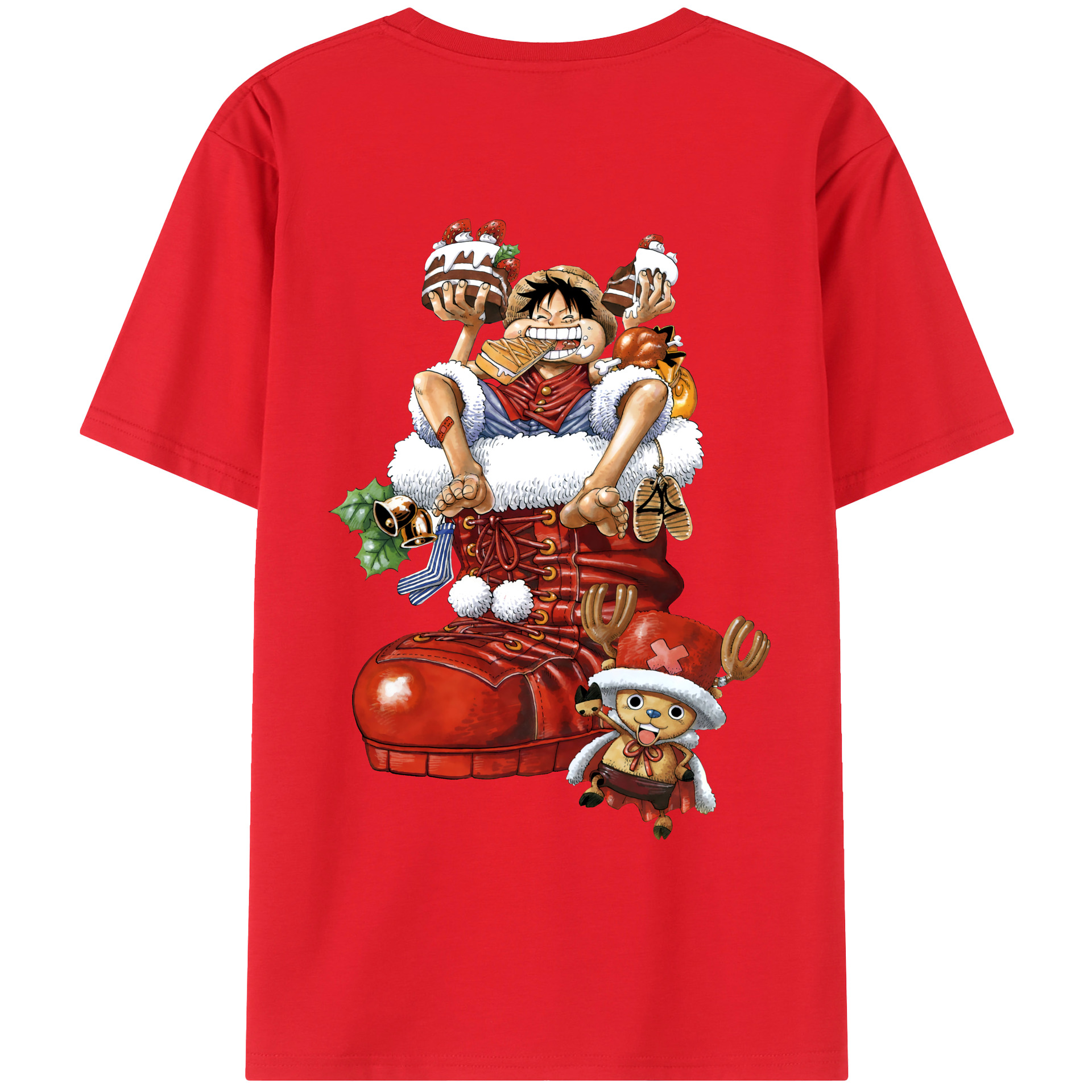 ワンピース モンキー・D・ルフィ ONE PIECE Monkey D. Luffy 綿100％ メンズ半袖Tシャツ（バックプリント） 通気性
