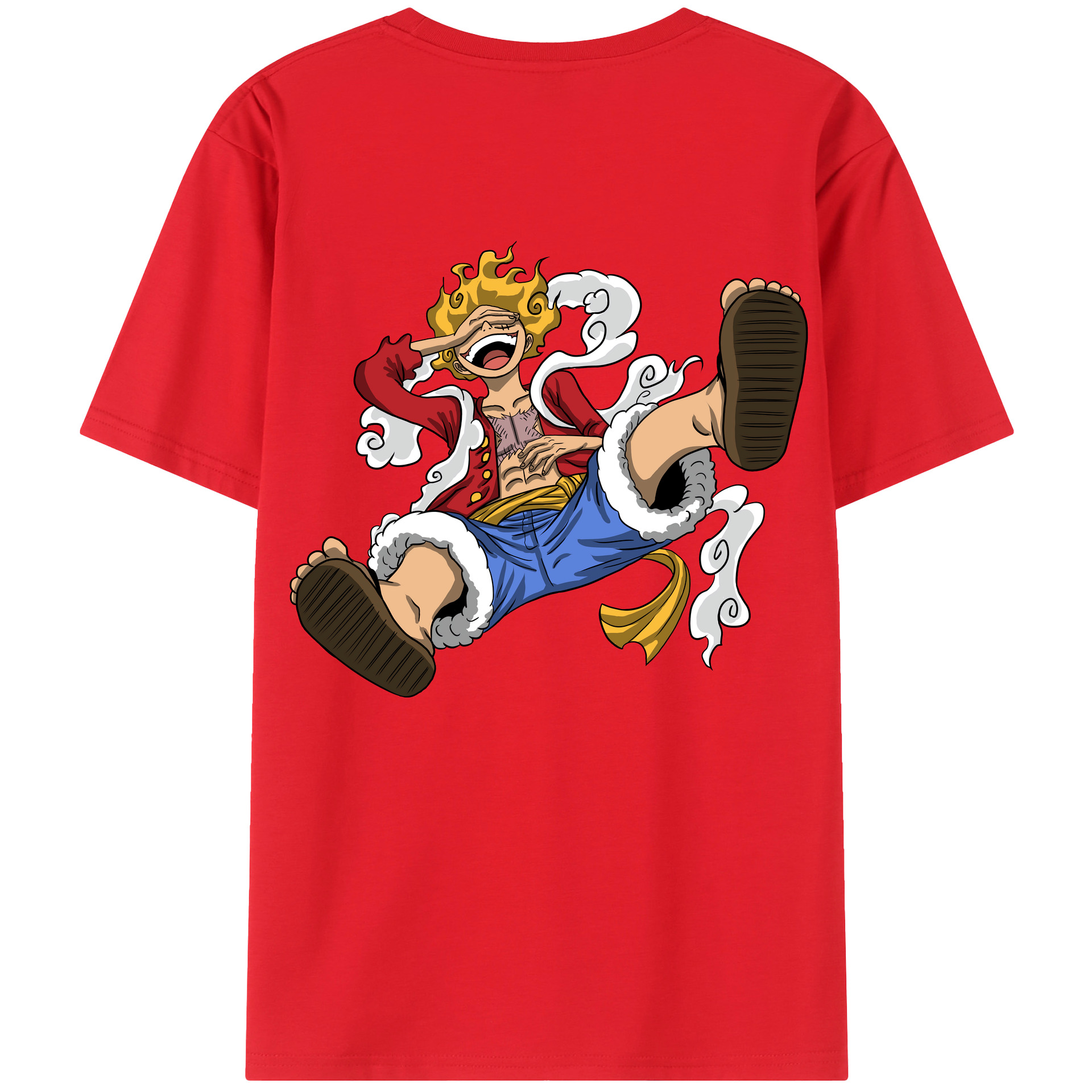 ワンピース モンキー・D・ルフィ ONE PIECE Monkey D. Luffy 綿100％ メンズ半袖Tシャツ（バックプリント） 通気性