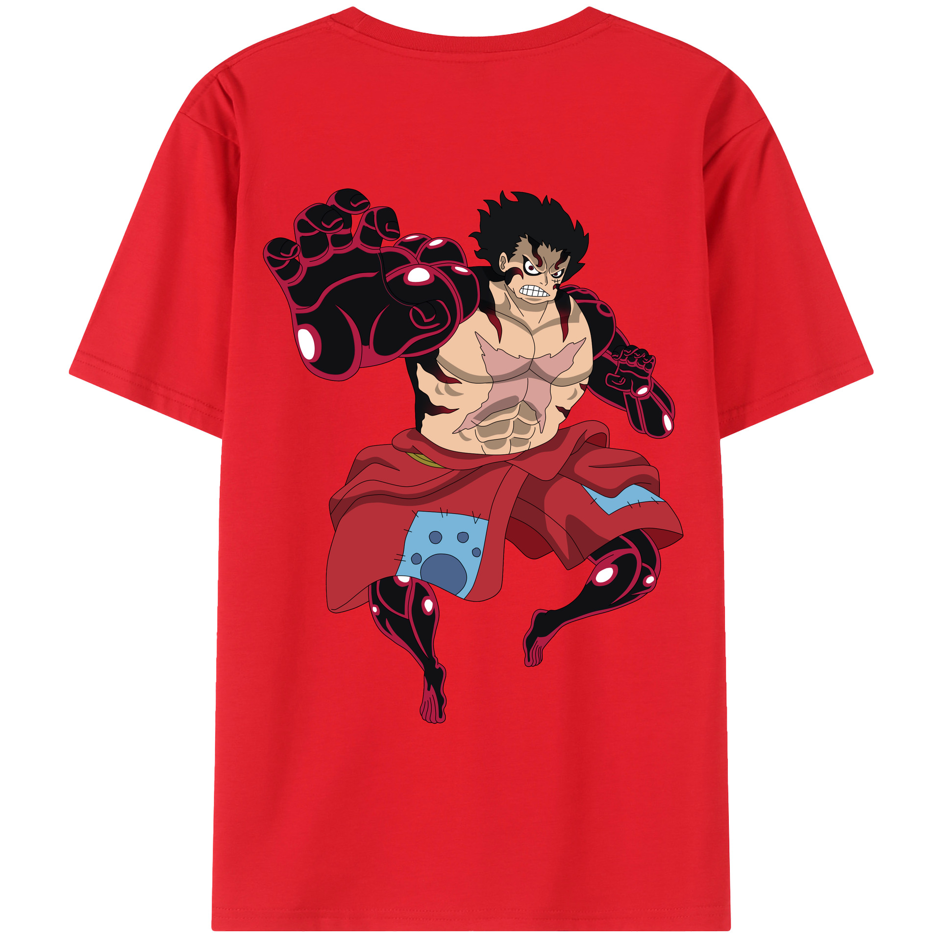 ワンピース モンキー・D・ルフィ ONE PIECE Monkey D. Luffy 綿100％ メンズ半袖Tシャツ（バックプリント） 通気性
