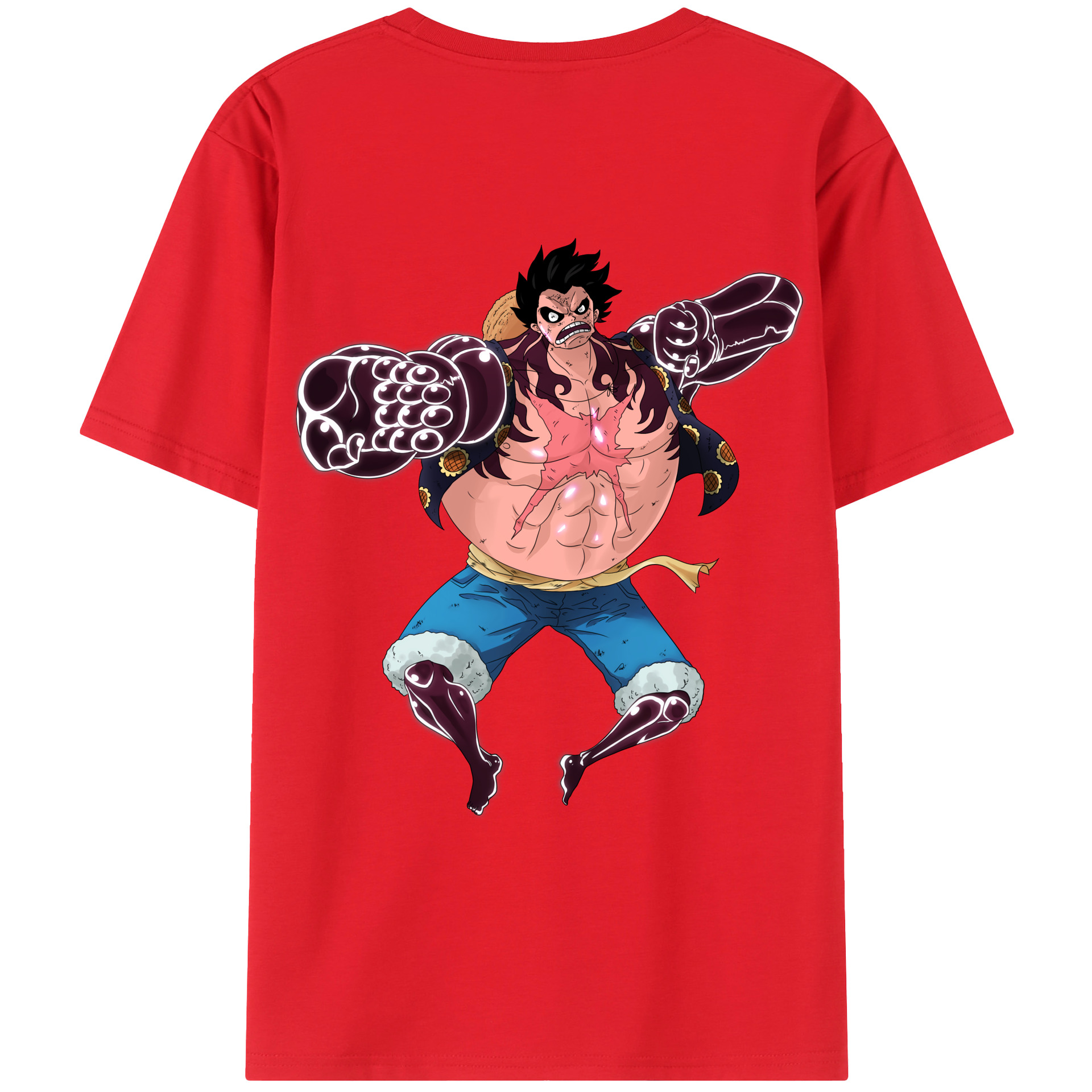 ワンピース モンキー・D・ルフィ ONE PIECE Monkey D. Luffy 綿100％ メンズ半袖Tシャツ（バックプリント） 通気性