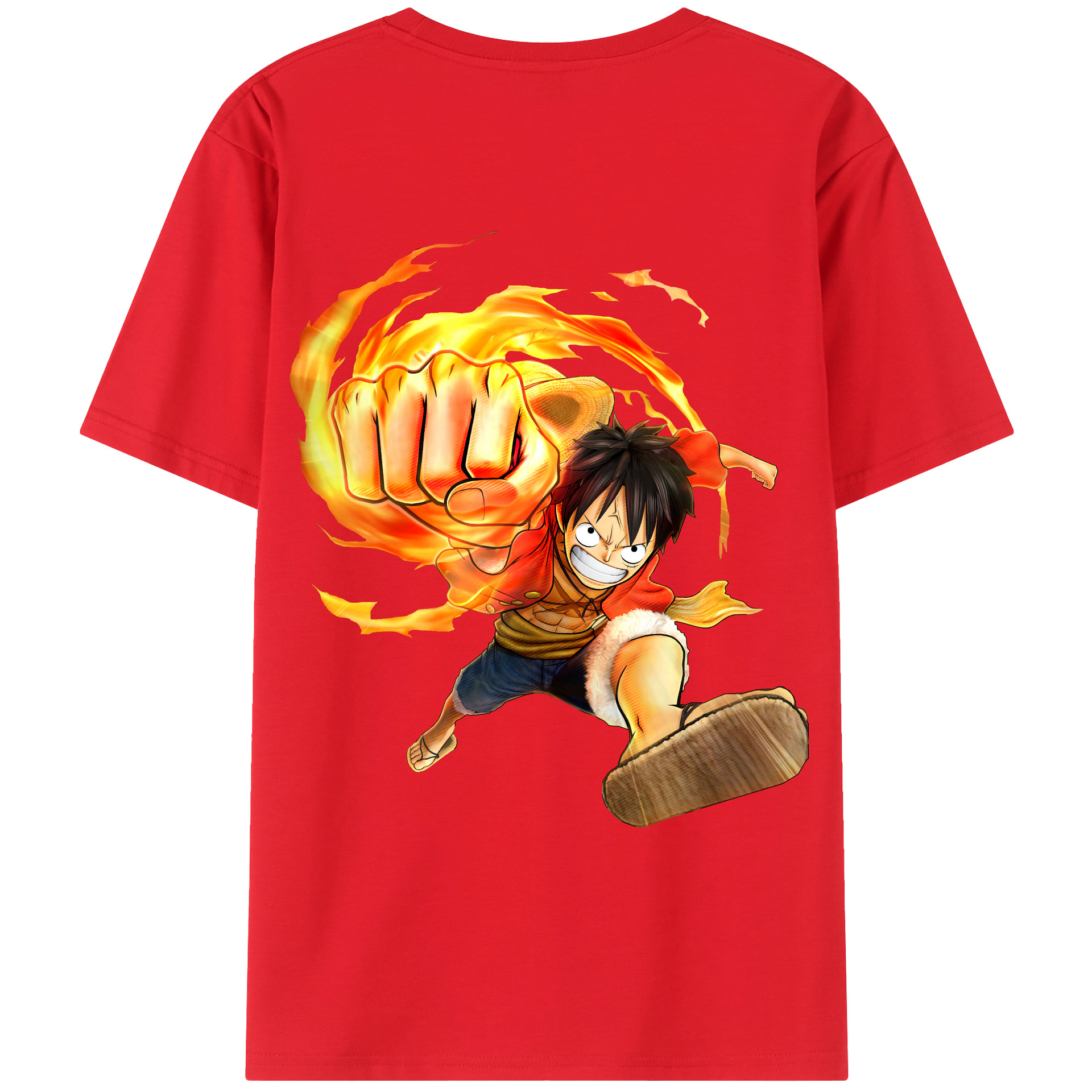 （画像用） ワンピース モンキー・D・ルフィ ONE PIECE Monkey D. Luffy 綿100％ メンズ半袖Tシャツ（バックプリント） 通気性