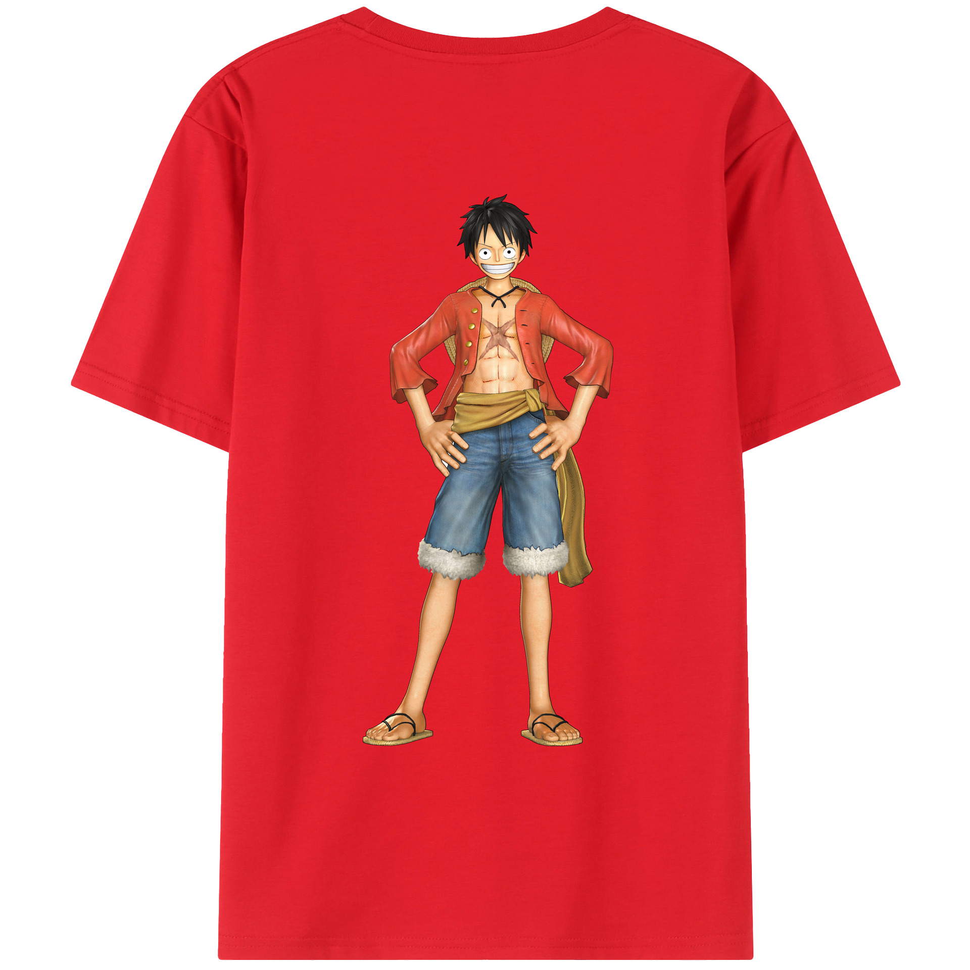 ワンピース モンキー・D・ルフィ ONE PIECE Monkey D. Luffy 綿100％ メンズ半袖Tシャツ（バックプリント） 通気性