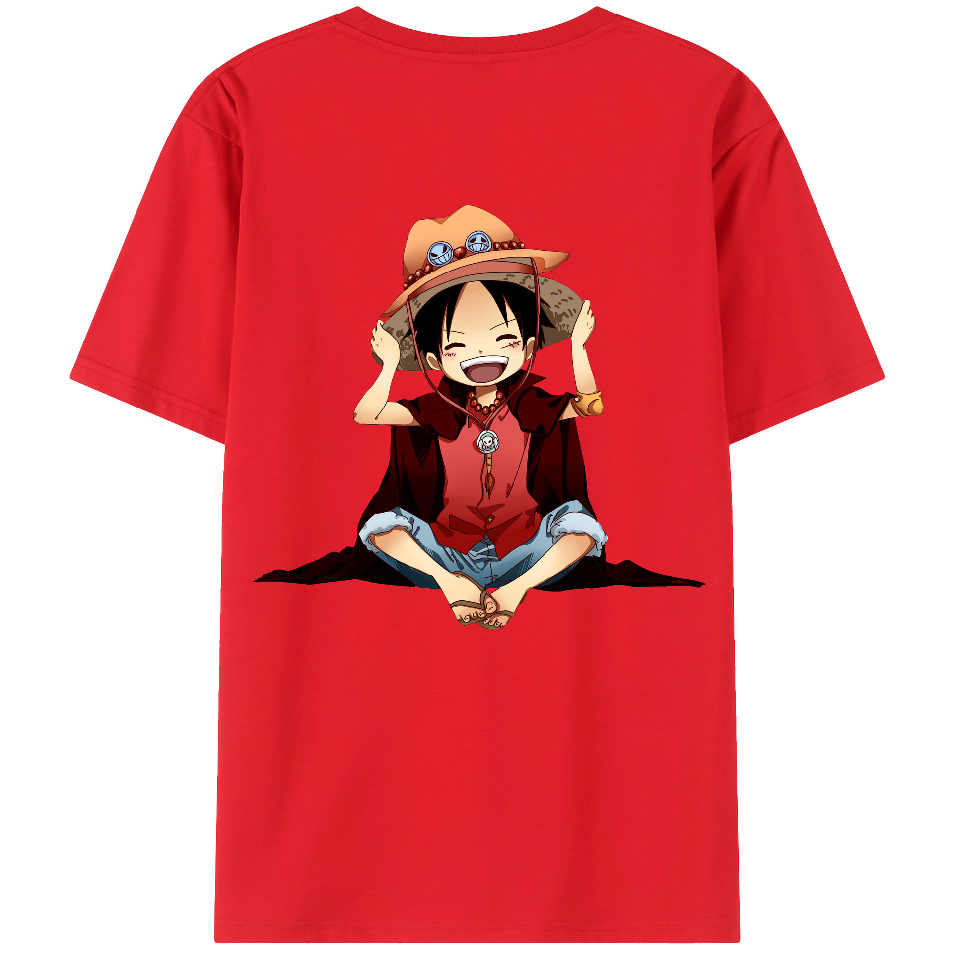 ワンピース モンキー・D・ルフィ ONE PIECE Monkey D. Luffy 綿100％ メンズ半袖Tシャツ（バックプリント） 通気性