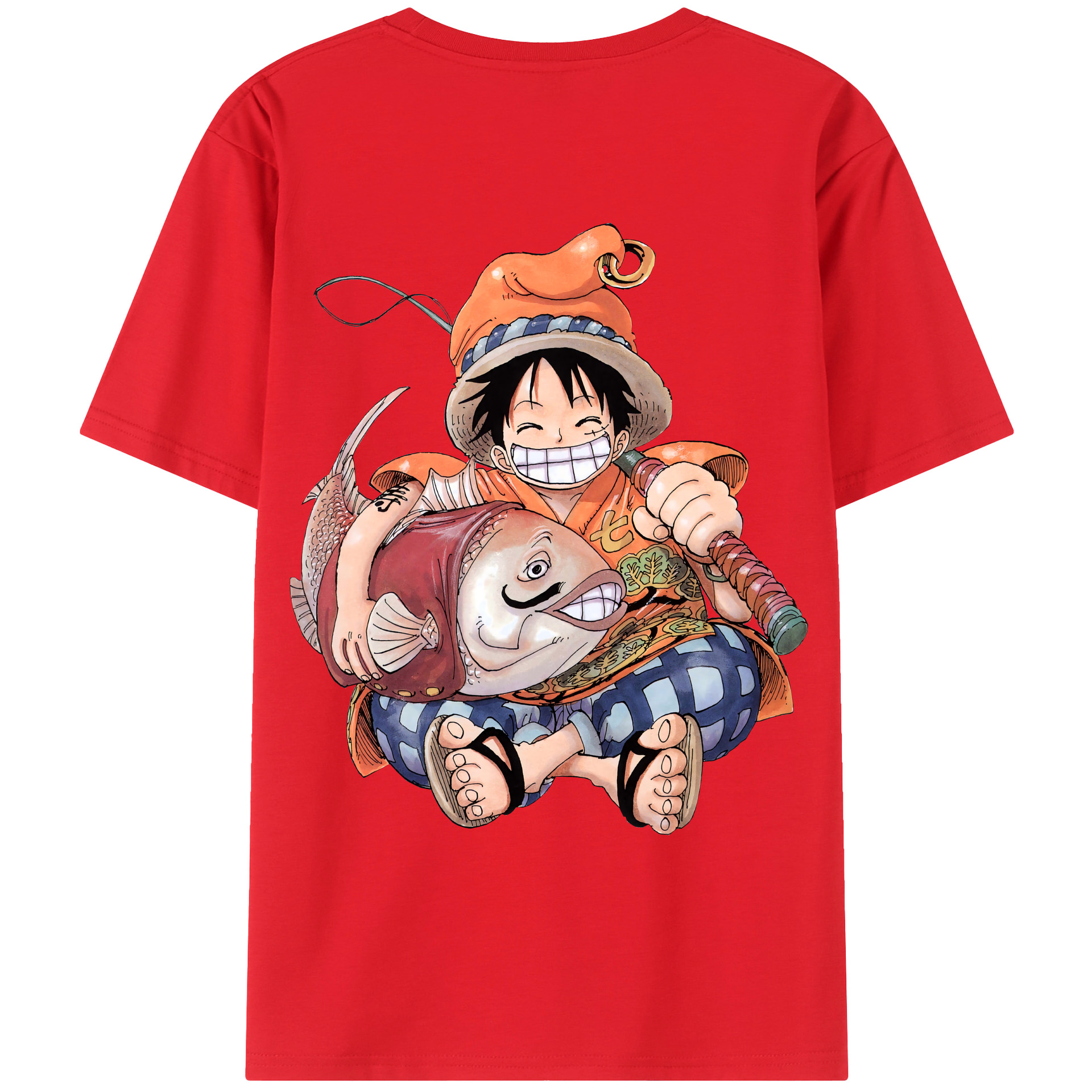 ワンピース モンキー・D・ルフィ ONE PIECE Monkey D. Luffy 綿100％ メンズ半袖Tシャツ（バックプリント） 通気性