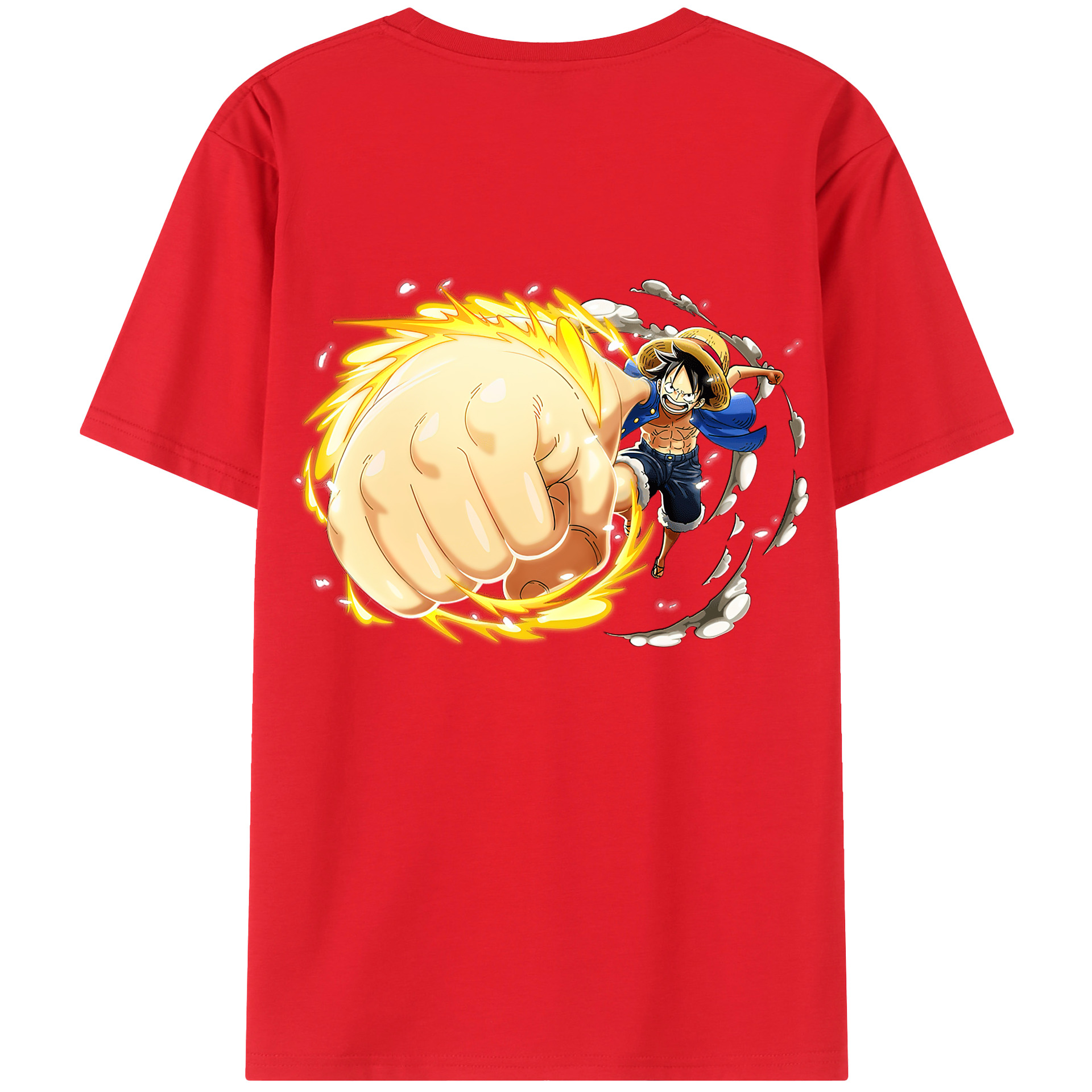 （画像用） ワンピース モンキー・D・ルフィ ONE PIECE Monkey D. Luffy 綿100％ メンズ半袖Tシャツ（バックプリント） 通気性