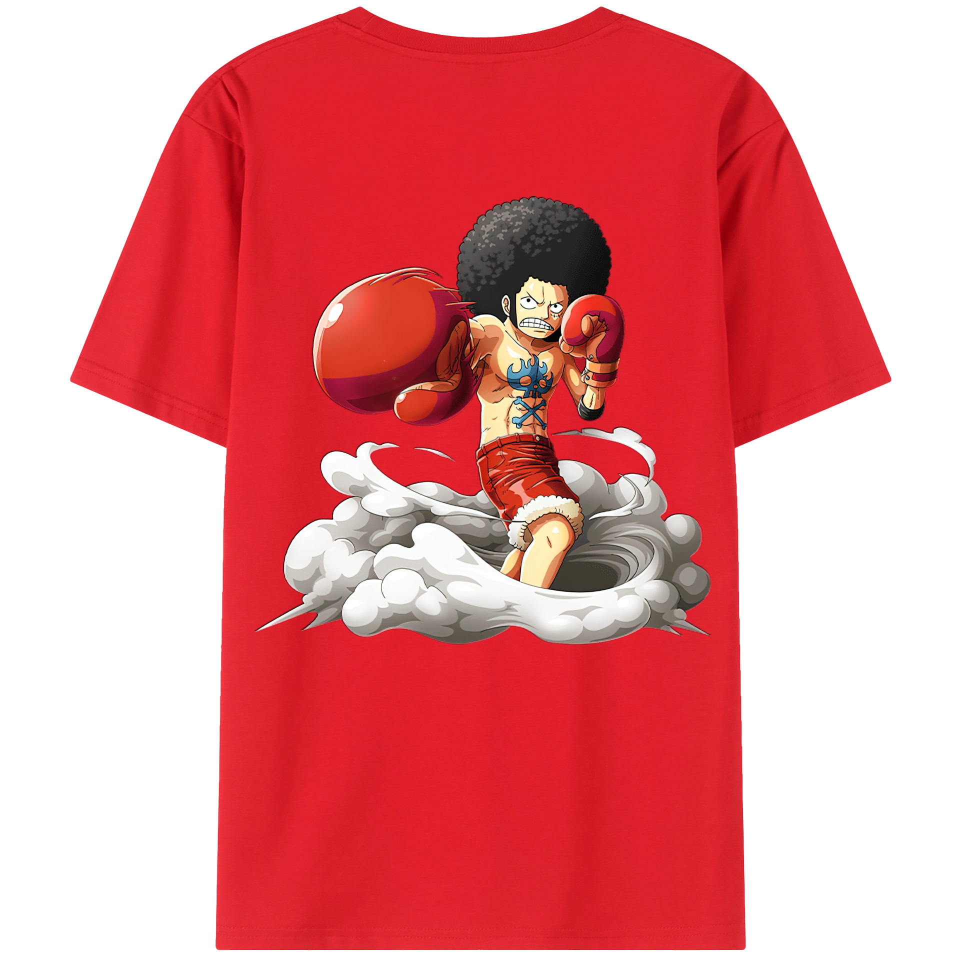 ワンピース モンキー・D・ルフィ ONE PIECE Monkey D. Luffy 綿100％ メンズ半袖Tシャツ（バックプリント） 通気性
