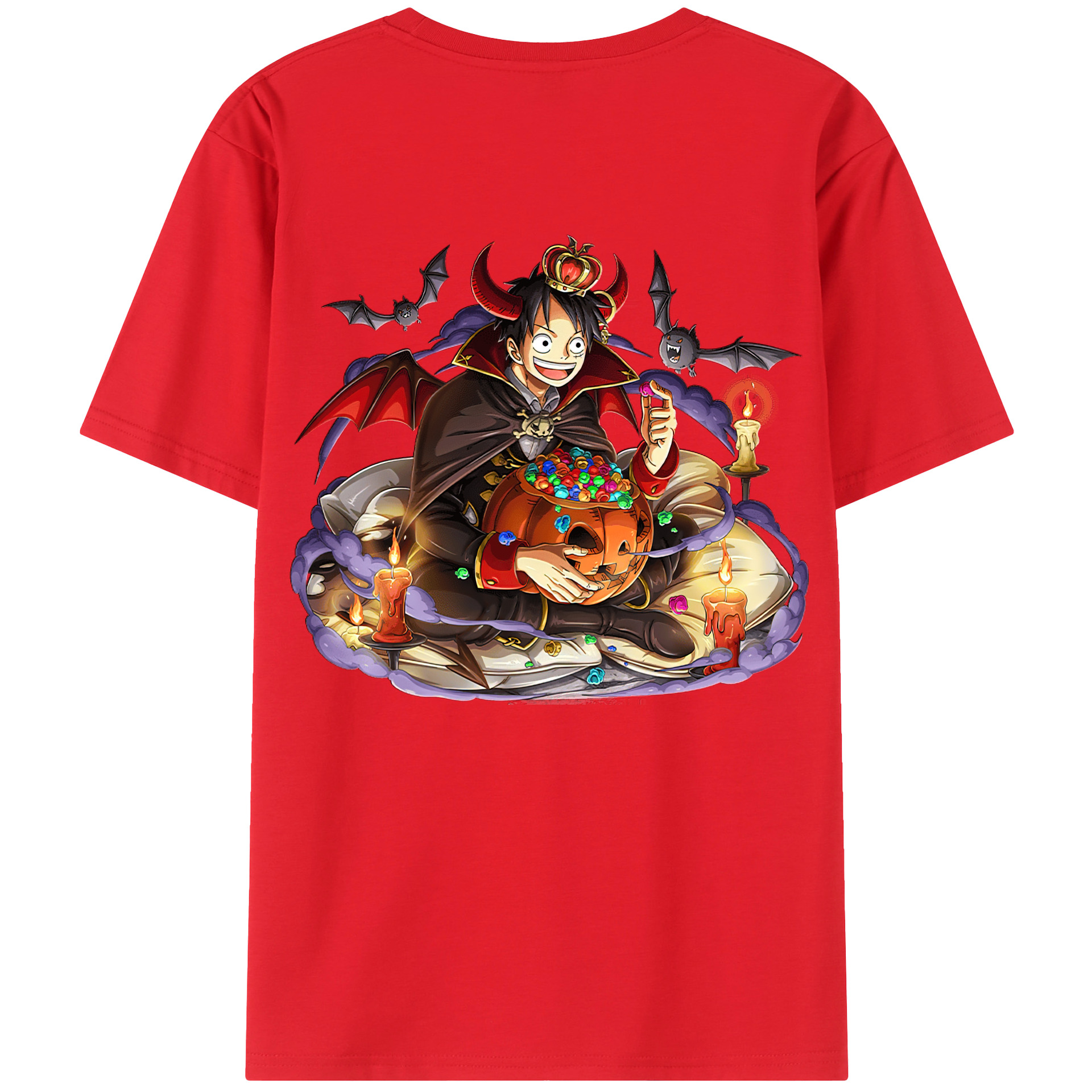 ワンピース モンキー・D・ルフィ ONE PIECE Monkey D. Luffy 綿100％ メンズ半袖Tシャツ（バックプリント） 通気性
