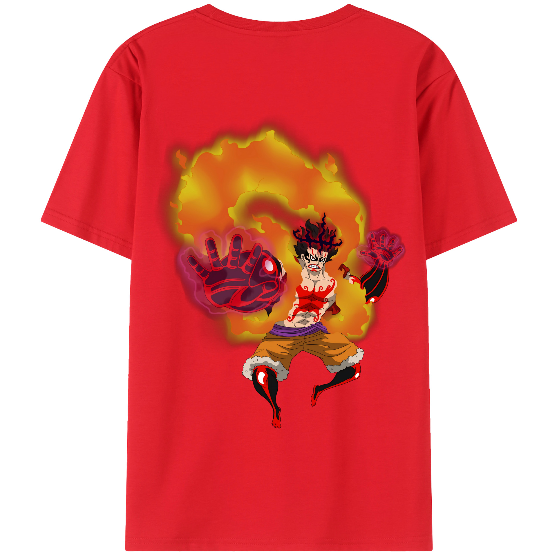 ワンピース モンキー・D・ルフィ ONE PIECE Monkey D. Luffy 綿100％ メンズ半袖Tシャツ（バックプリント） 通気性