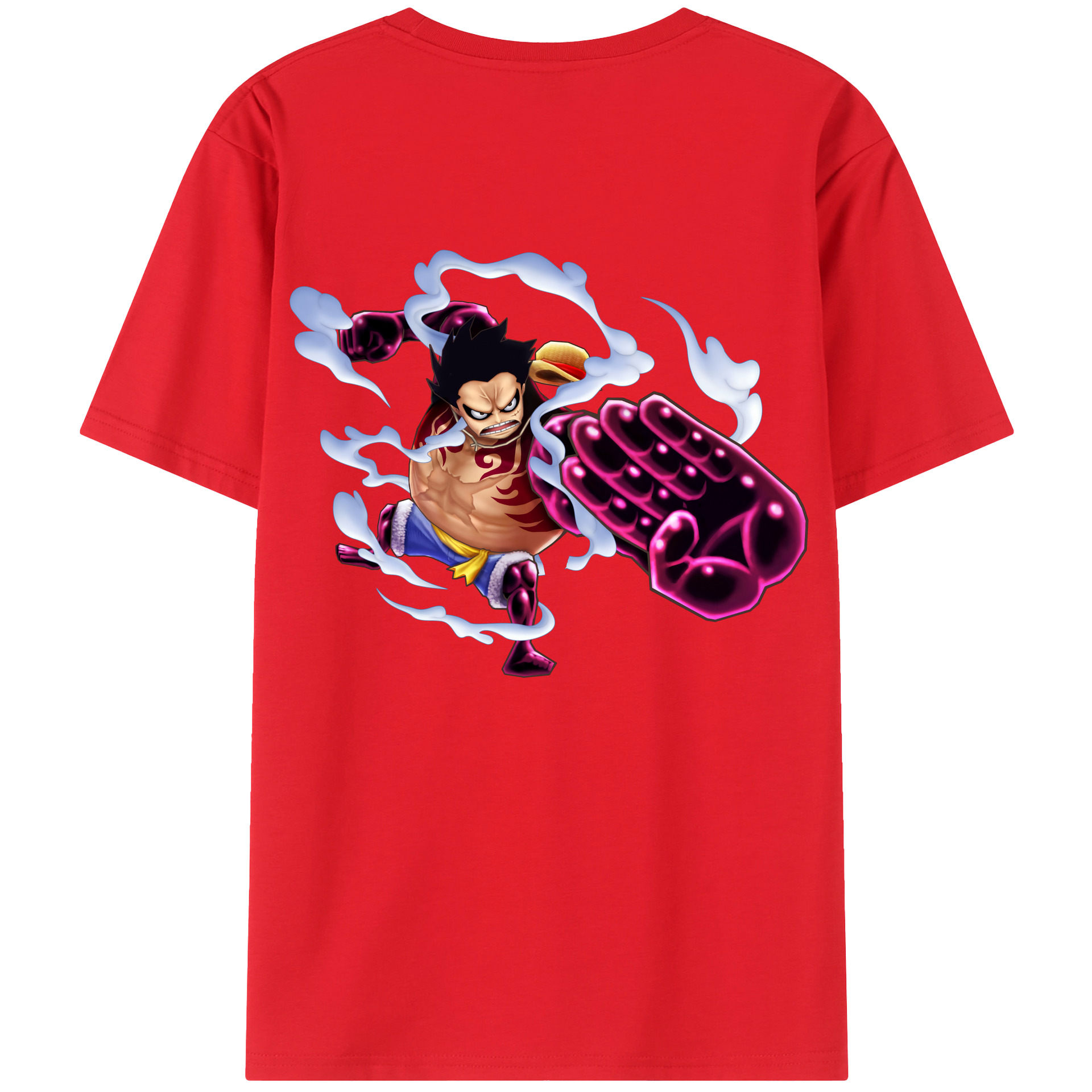 ワンピース モンキー・D・ルフィ ONE PIECE Monkey D. Luffy 綿100％ メンズ半袖Tシャツ（バックプリント） 通気性