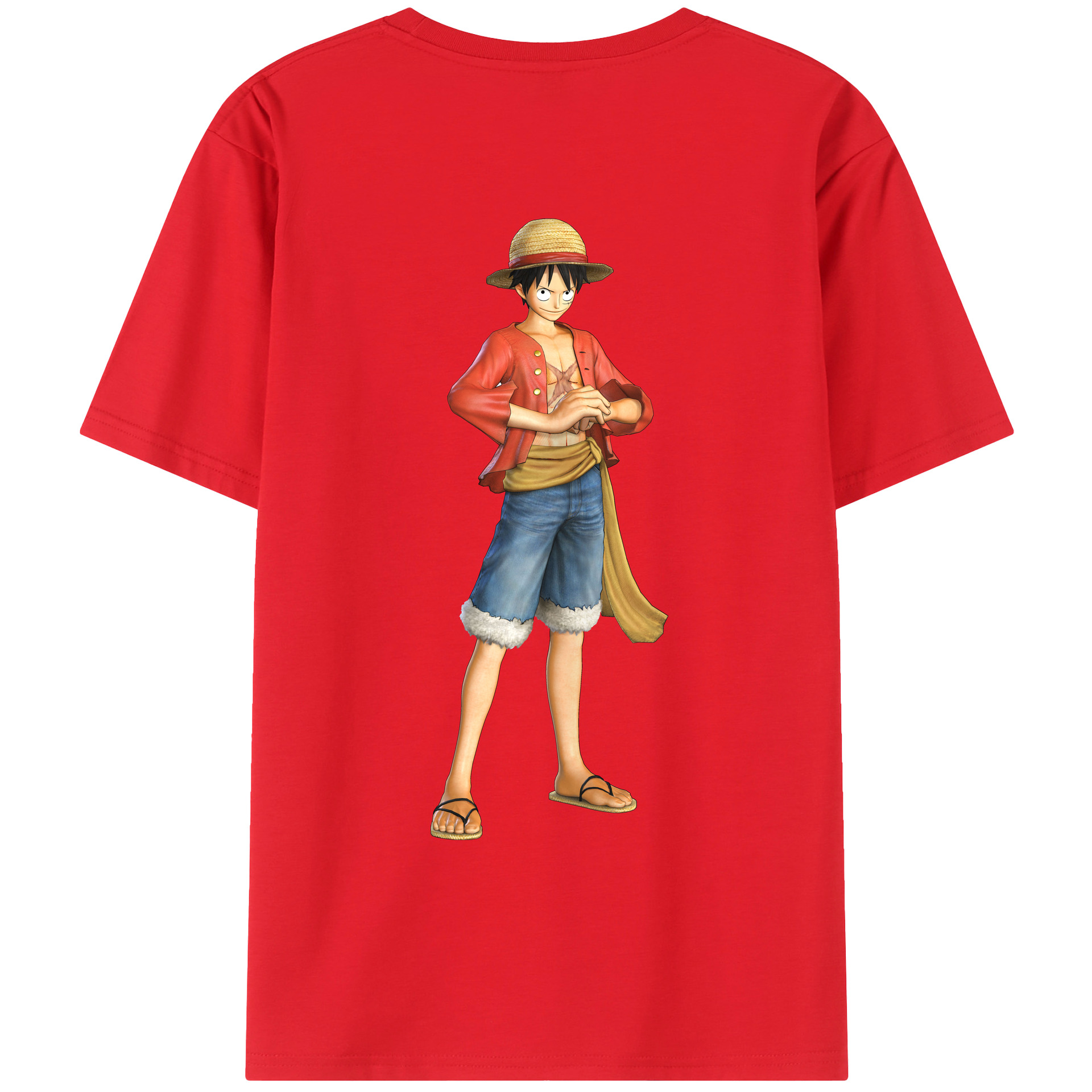 ワンピース モンキー・D・ルフィ ONE PIECE Monkey D. Luffy 綿100％ メンズ半袖Tシャツ（バックプリント） 通気性