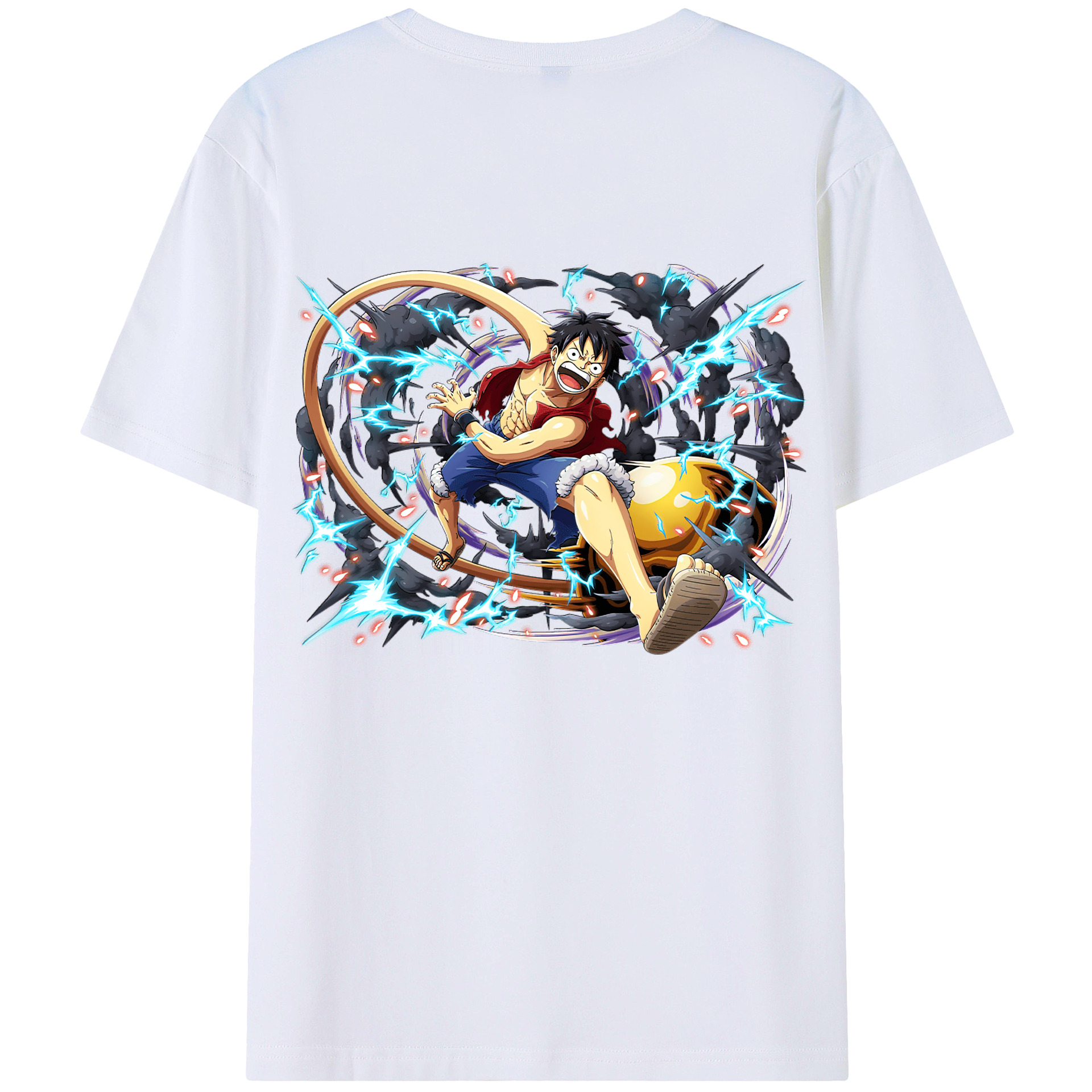 ワンピース モンキー・D・ルフィ ONE PIECE Monkey D. Luffy 綿100％ メンズ半袖Tシャツ（バックプリント） 通気性