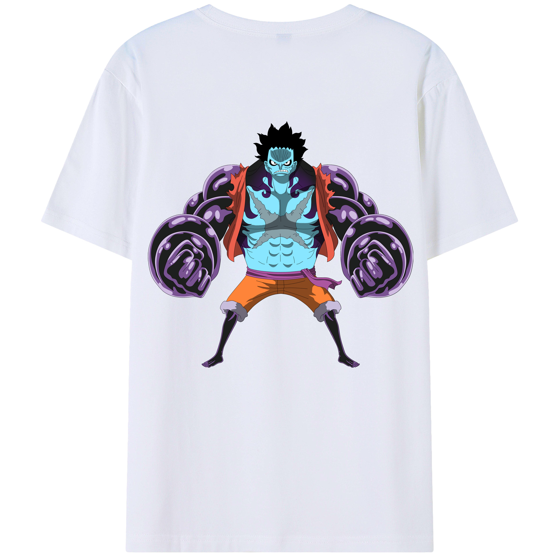 ワンピース モンキー・D・ルフィ ONE PIECE Monkey D. Luffy 綿100％ メンズ半袖Tシャツ（バックプリント） 通気性