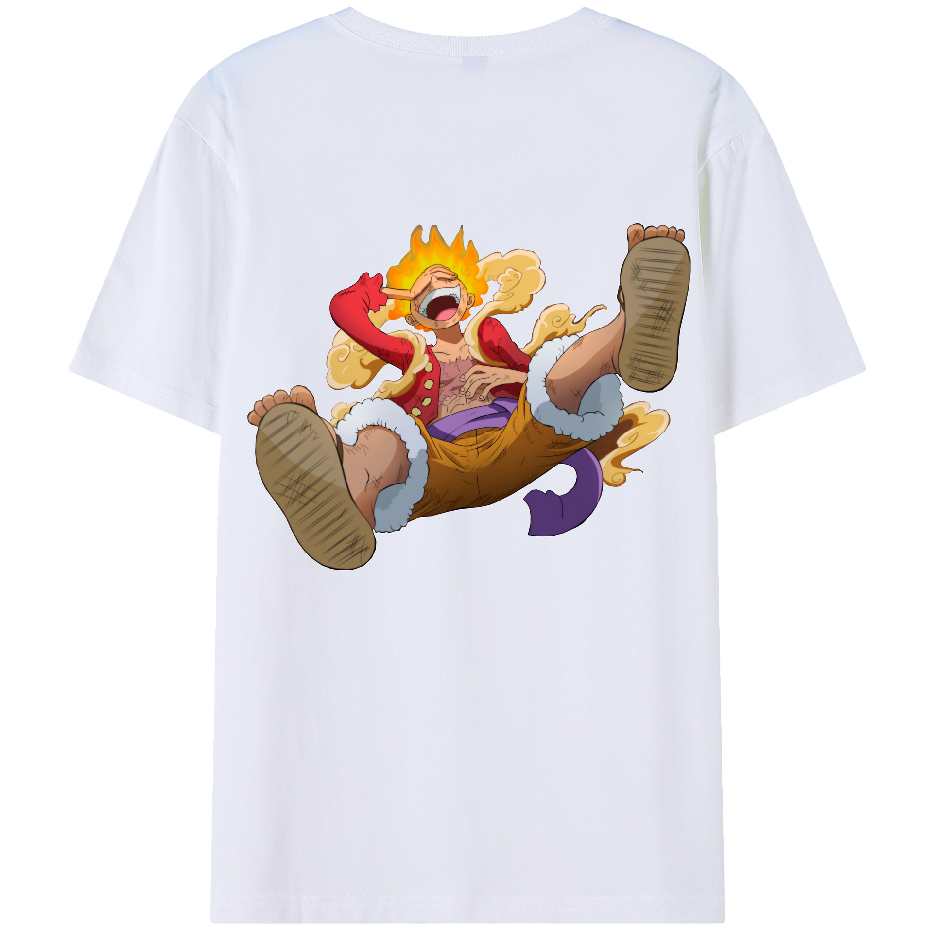 ワンピース モンキー・D・ルフィ ONE PIECE Monkey D. Luffy 綿100％ メンズ半袖Tシャツ（バックプリント） 通気性
