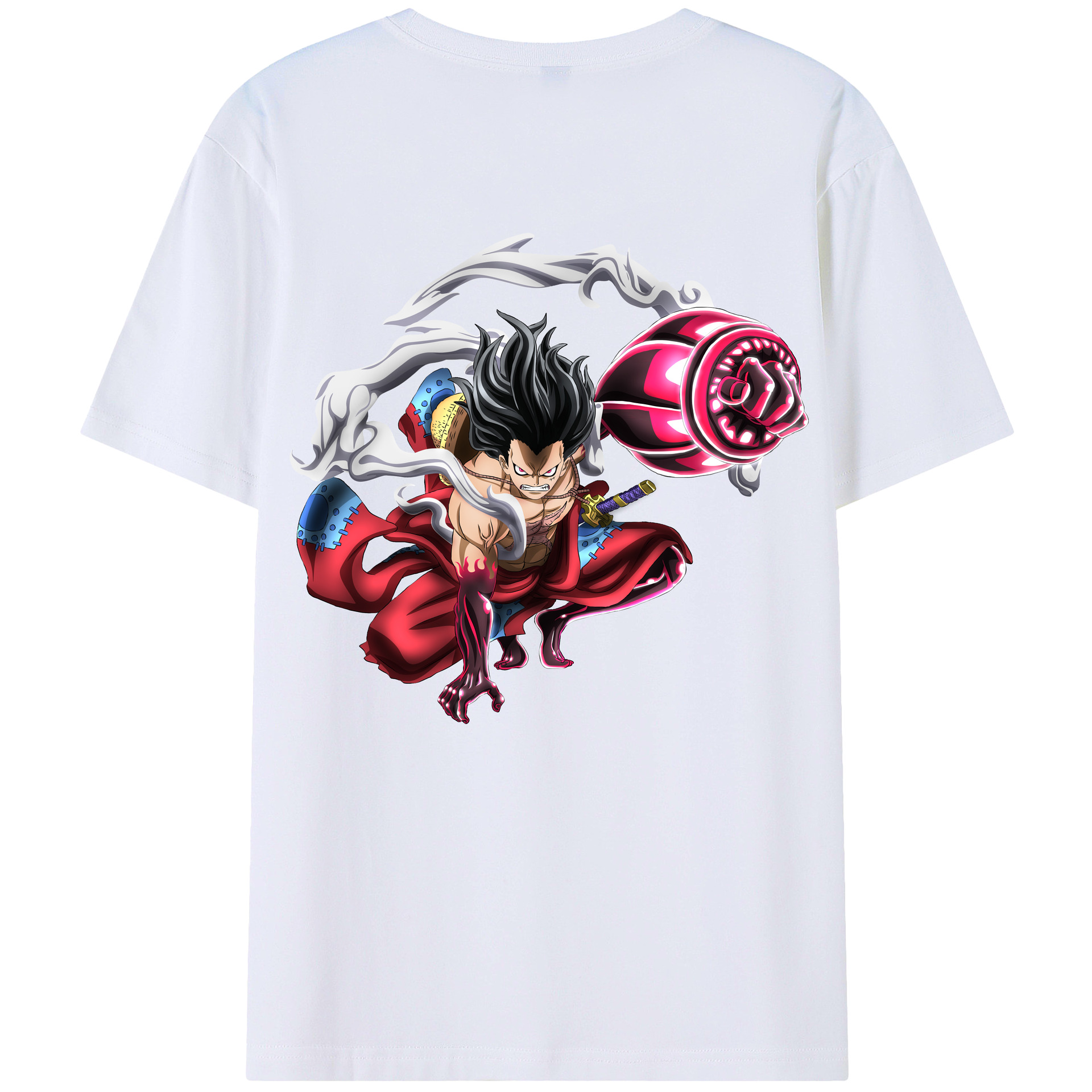 ワンピース モンキー・D・ルフィ ONE PIECE Monkey D. Luffy 綿100％ メンズ半袖Tシャツ（バックプリント） 通気性