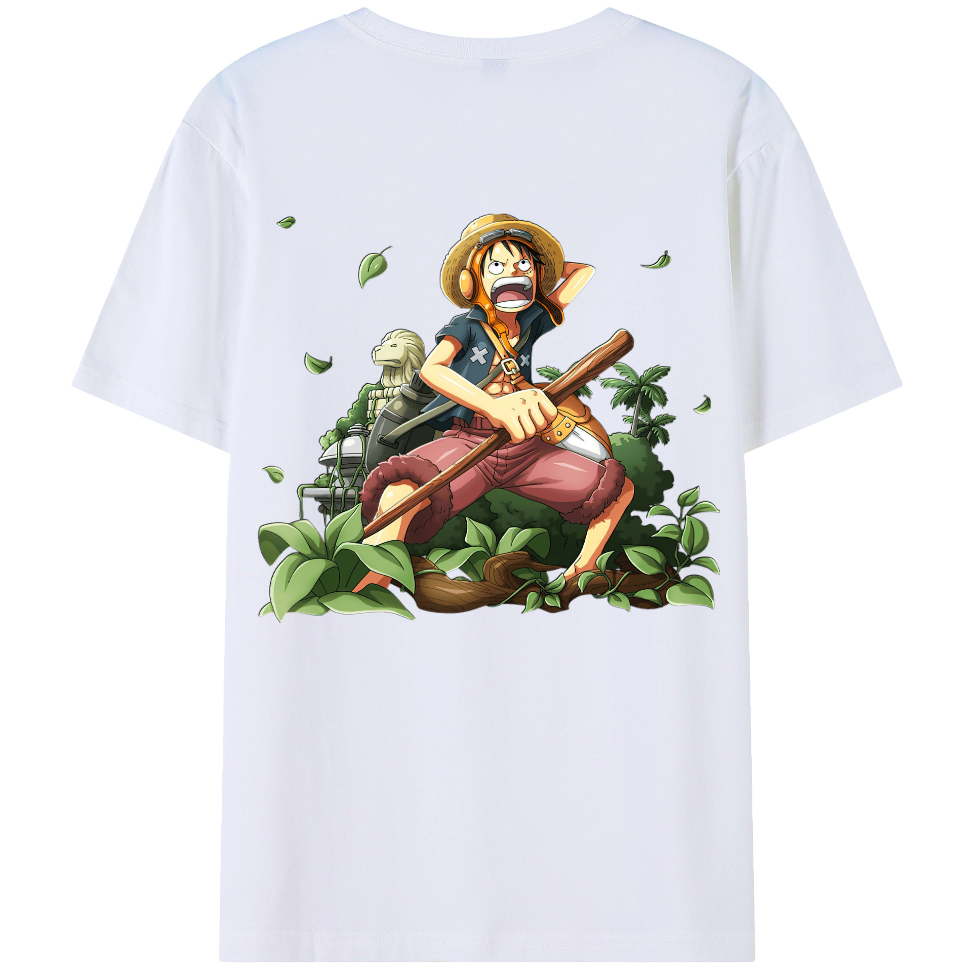 （画像用） ワンピース モンキー・D・ルフィ ONE PIECE Monkey D. Luffy 綿100％ メンズ半袖Tシャツ（バックプリント） 通気性