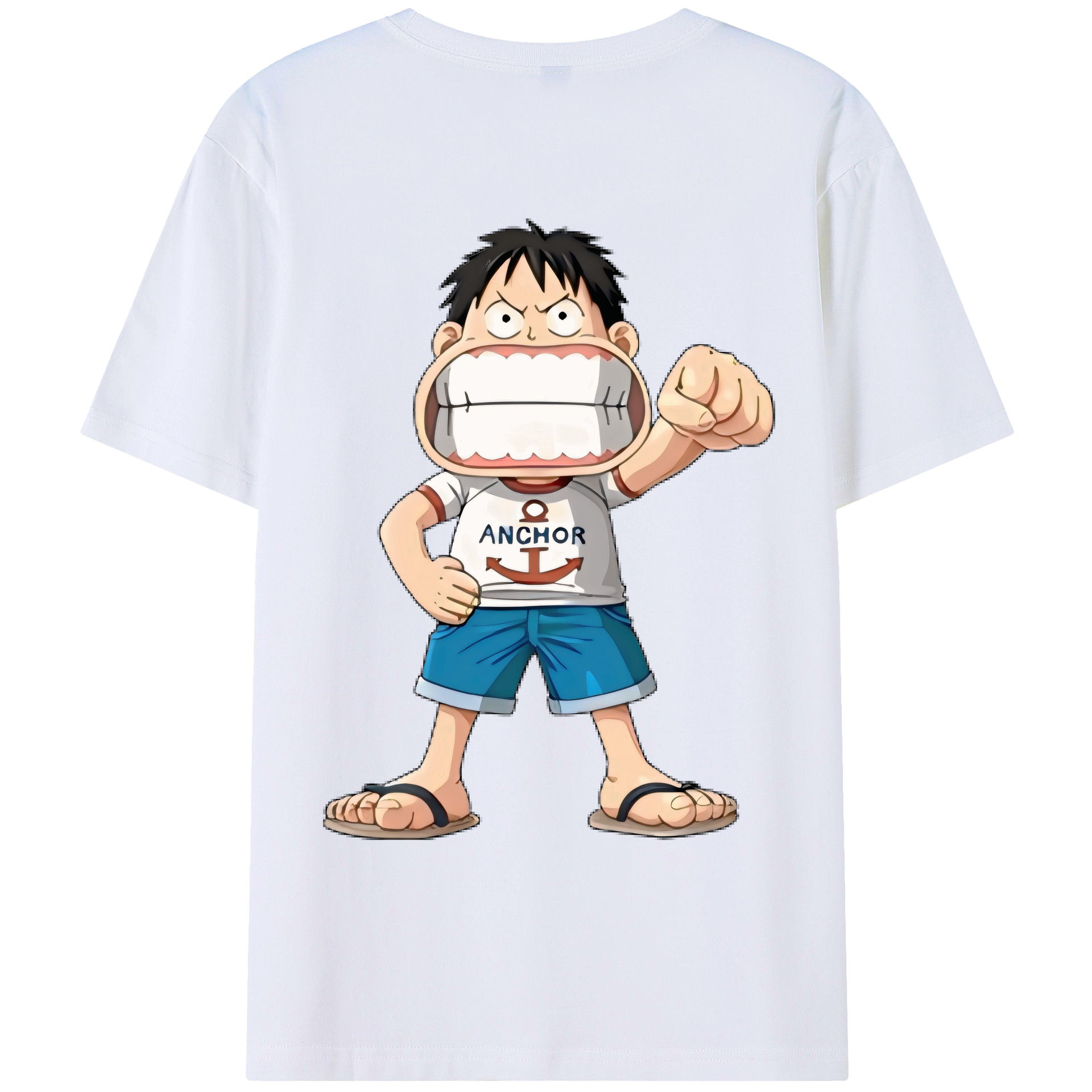 （画像用） ワンピース モンキー・D・ルフィ ONE PIECE Monkey D. Luffy 綿100％ メンズ半袖Tシャツ（バックプリント） 通気性