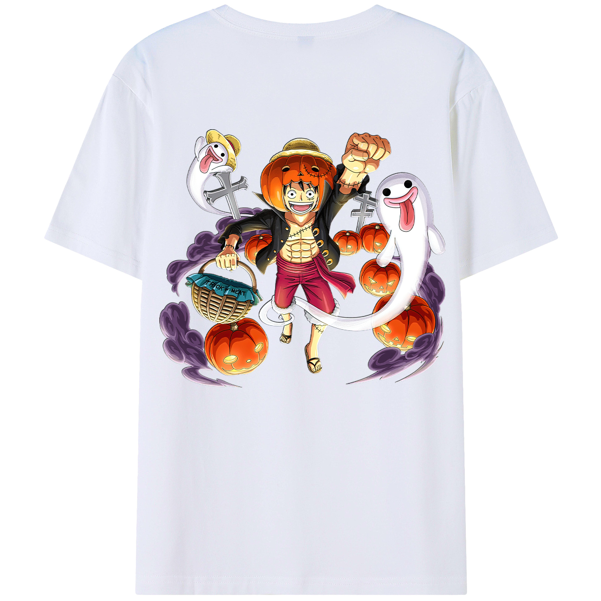 ワンピース モンキー・D・ルフィ ONE PIECE Monkey D. Luffy 綿100％ メンズ半袖Tシャツ（バックプリント） 通気性
