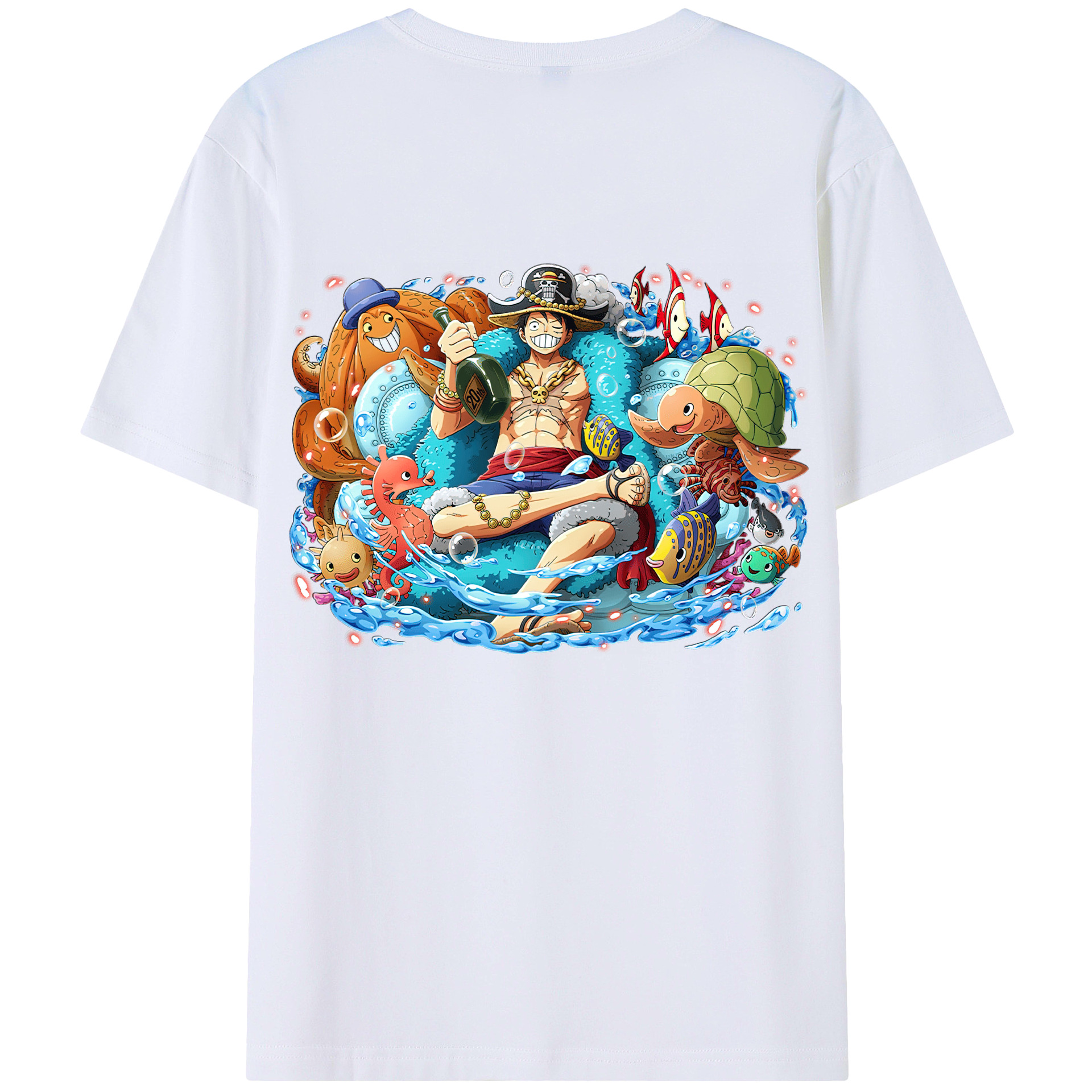 ワンピース モンキー・D・ルフィ ONE PIECE Monkey D. Luffy 綿100％ メンズ半袖Tシャツ（バックプリント） 通気性
