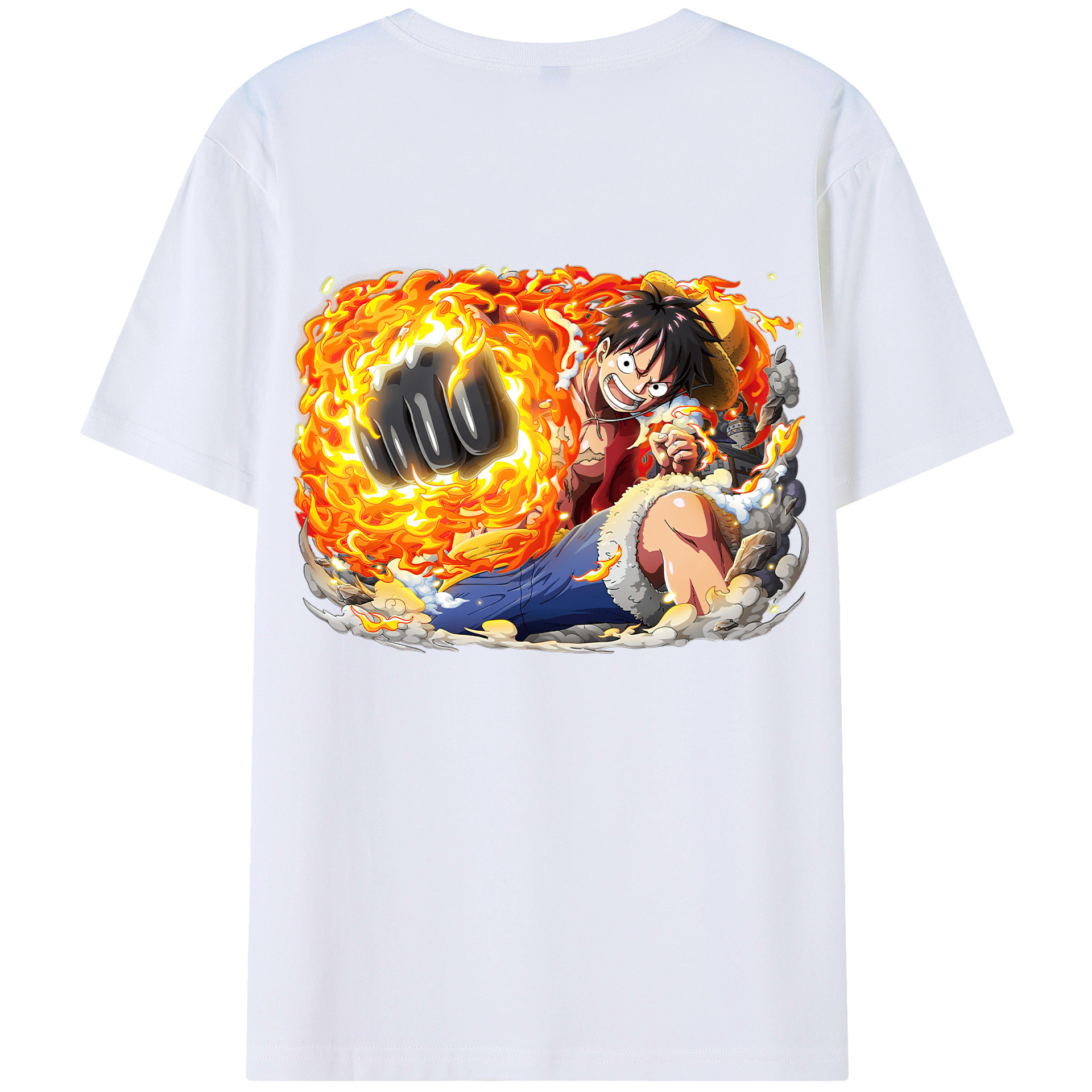 ワンピース モンキー・D・ルフィ ONE PIECE Monkey D. Luffy 綿100％ メンズ半袖Tシャツ（バックプリント） 通気性