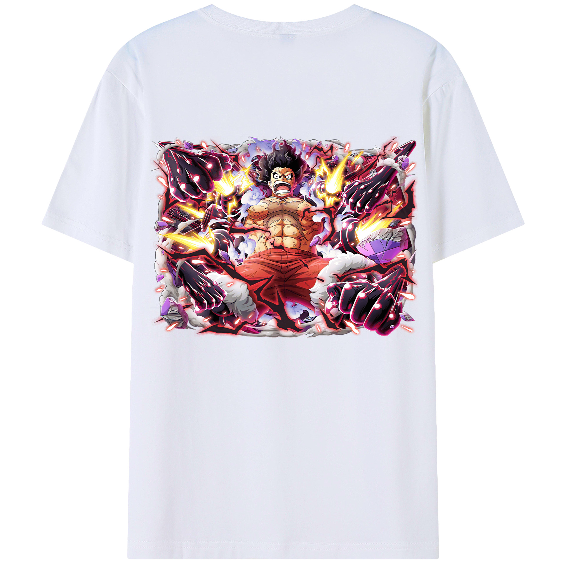 ワンピース モンキー・D・ルフィ ONE PIECE Monkey D. Luffy 綿100％ メンズ半袖Tシャツ（バックプリント） 通気性